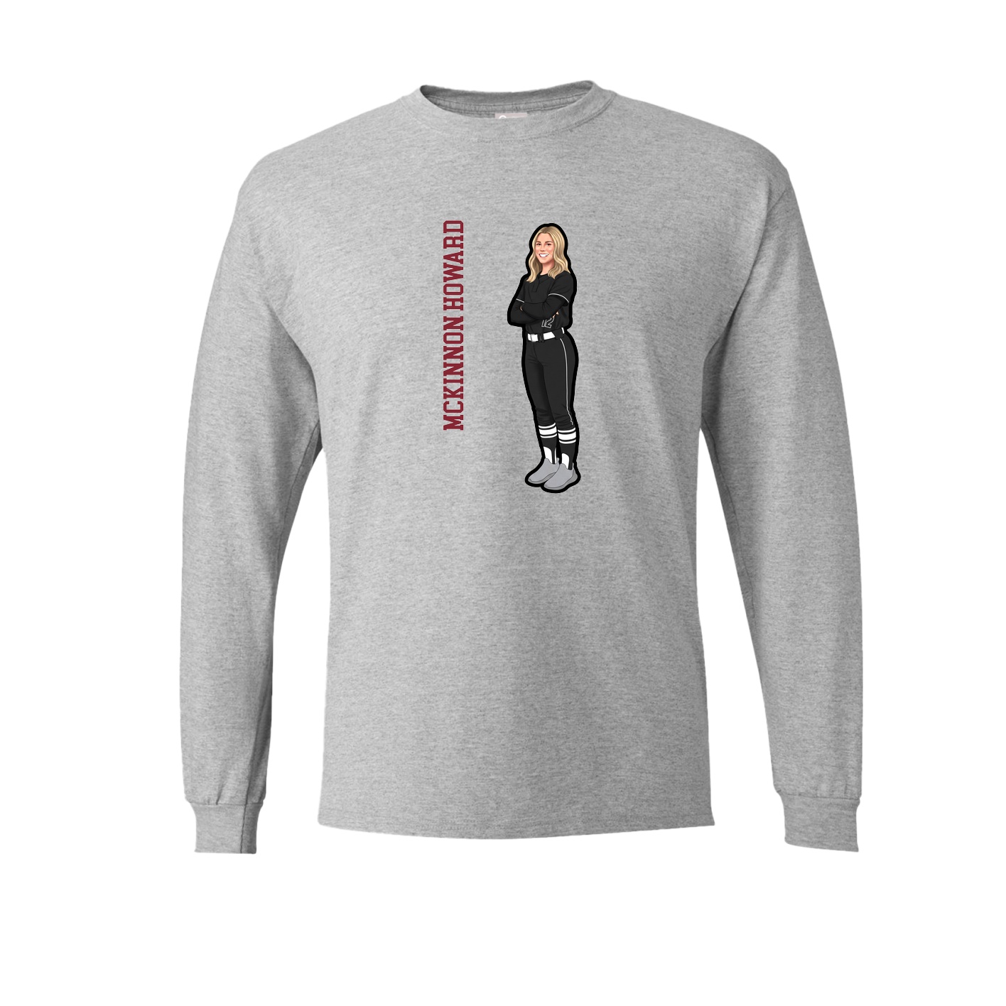 Long Sleeve Tee — Name Vertical in Grey
