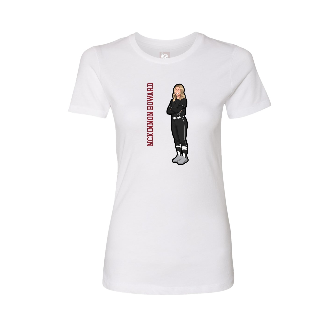 Fitted Women's Tee — Name Vertical in White