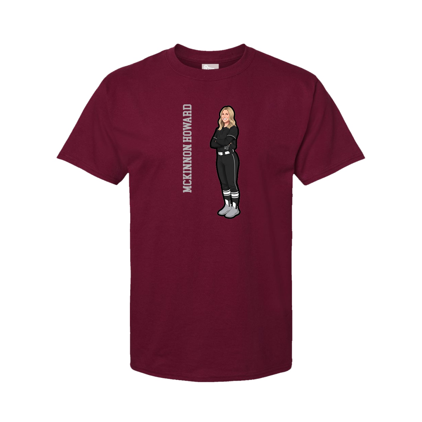 Youth Tee — Name Vertical in Cardinal