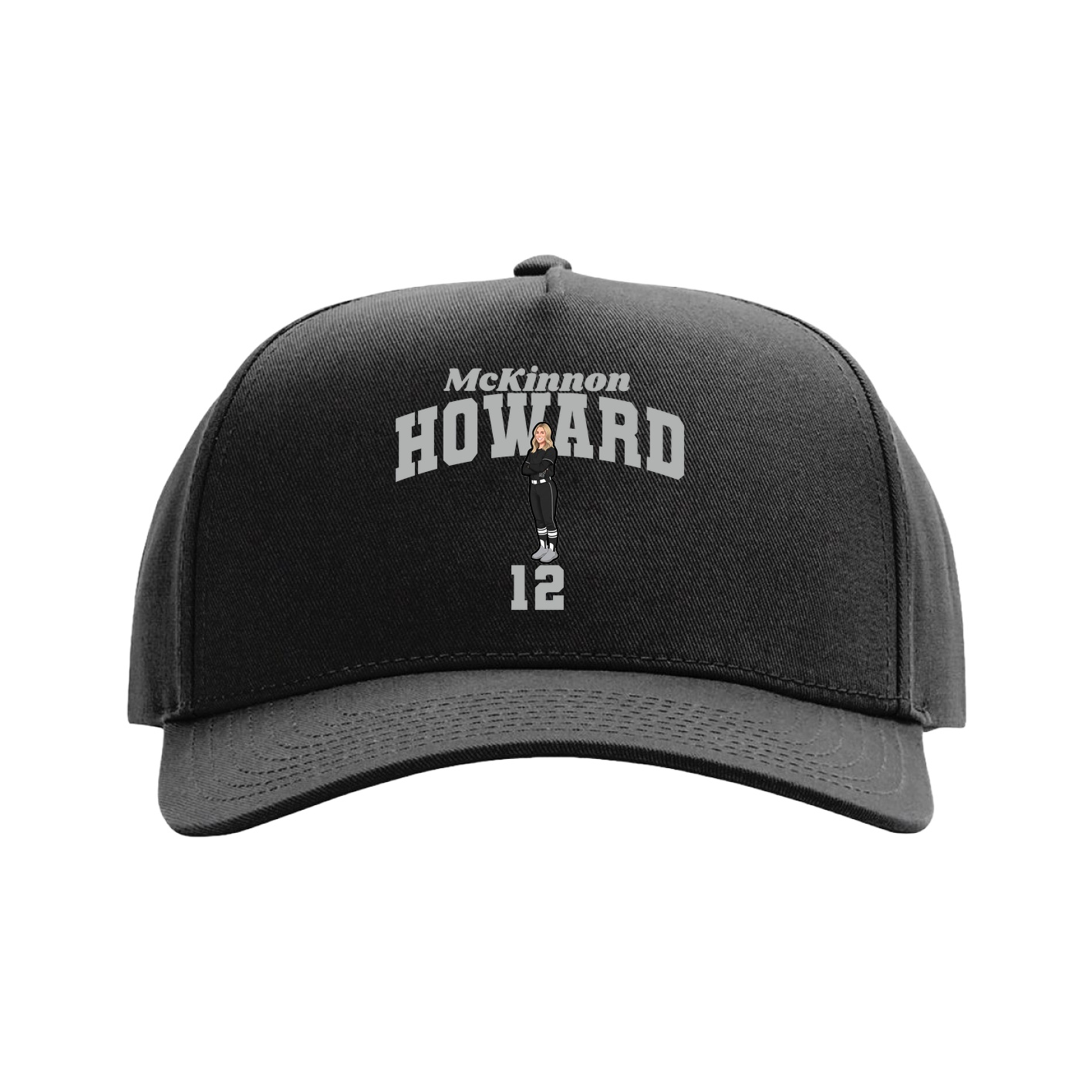 Full Fabric Five-Panel Champ Cap — Signature Arch in Black