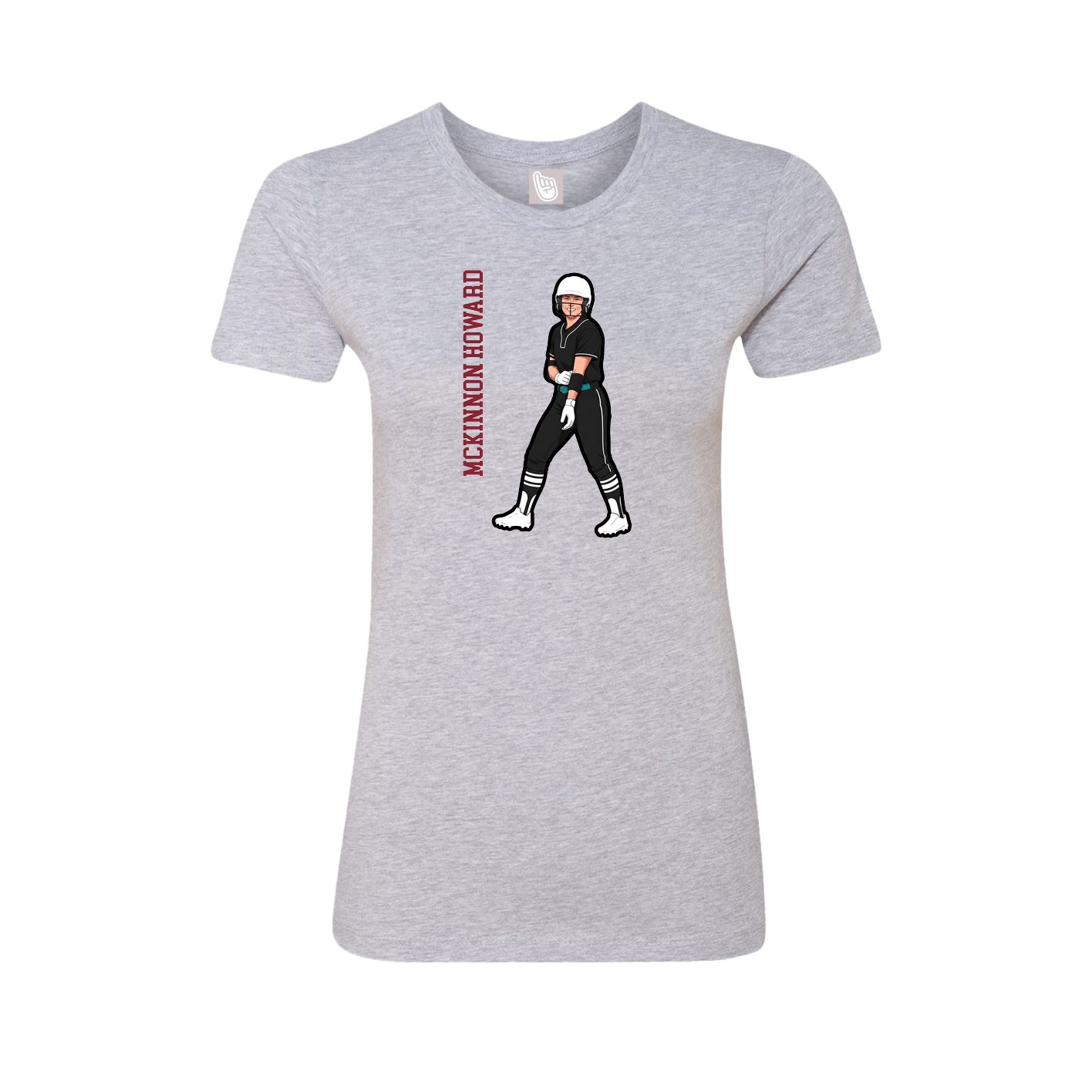 Fitted Women's Tee — Name Vertical in Grey