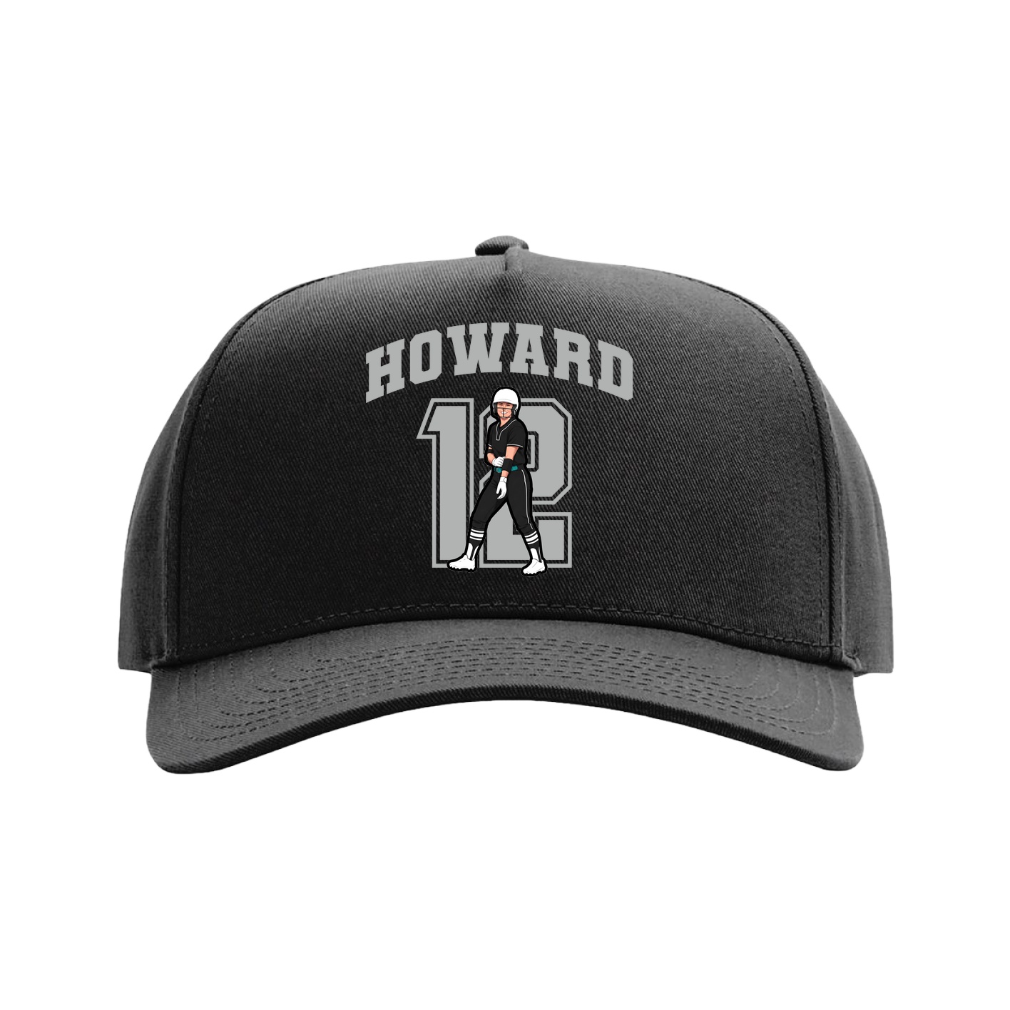 Full Fabric Five-Panel Champ Cap — Number in Black