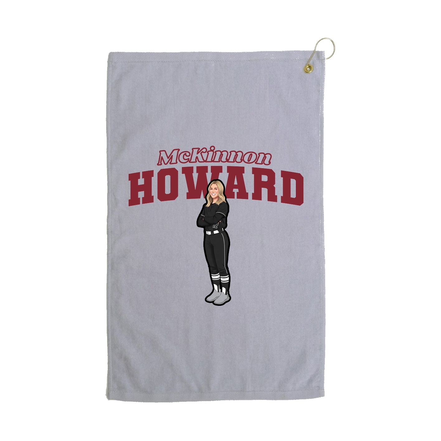 Golf Towel — Name Arch in Grey