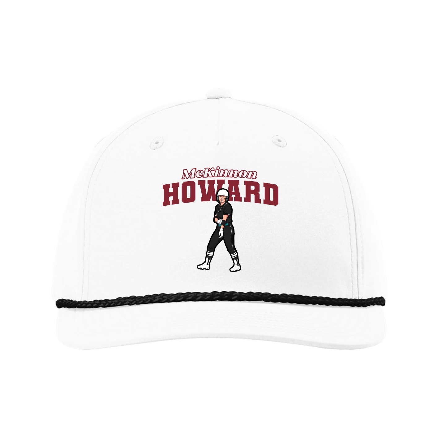 Five-Panel Classic Rope Cap — Name Arch in White