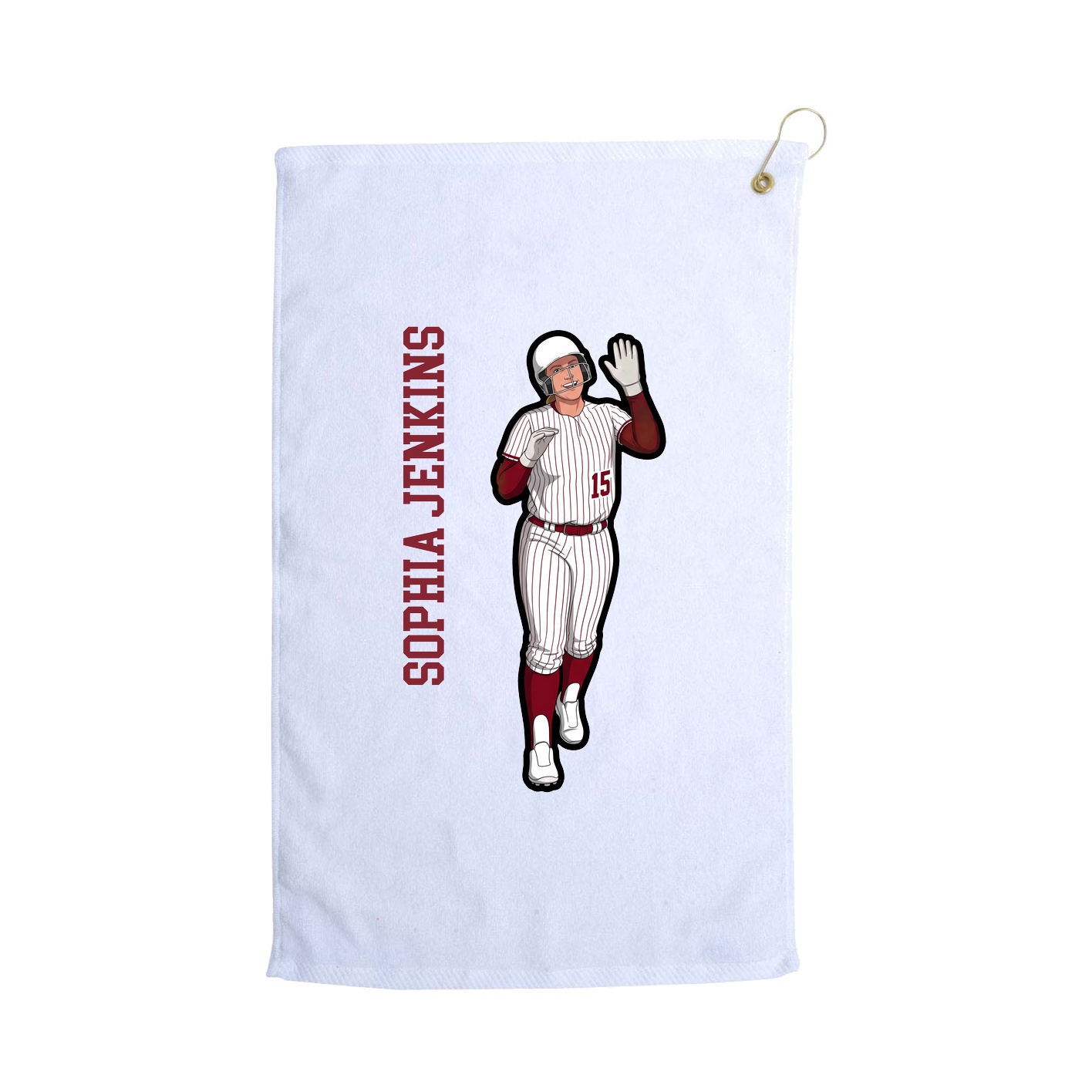 Golf Towel — Name Vertical in White