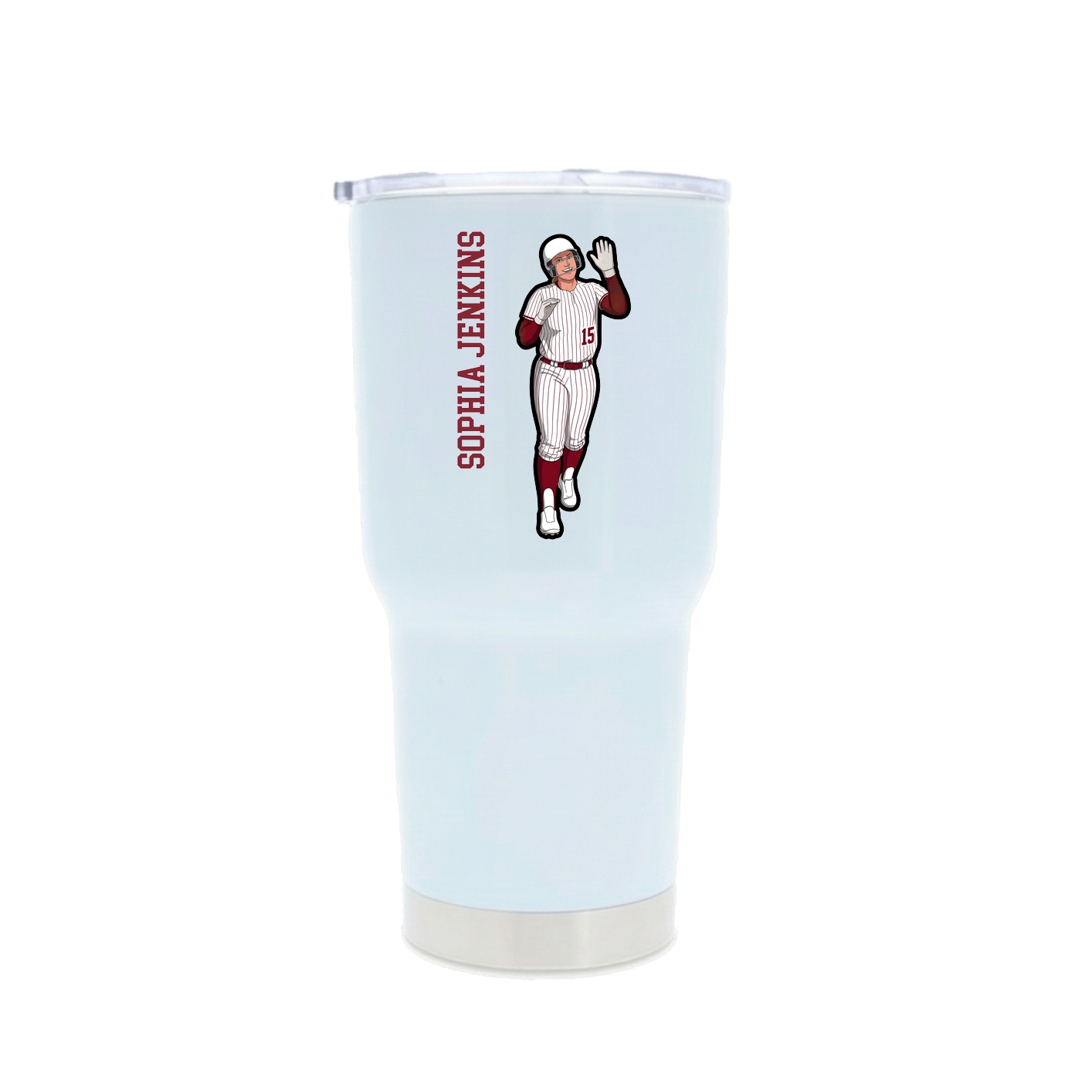 30oz Stainless Steel Tumbler — Name Vertical in White