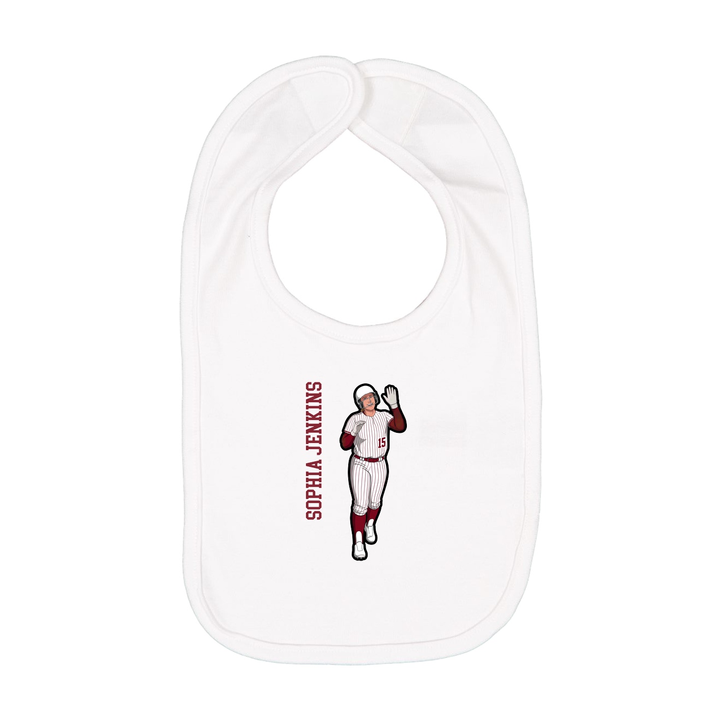 Infant Bib — Name Vertical in White