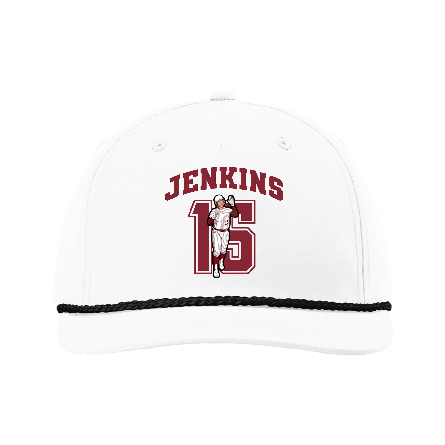 Five-Panel Classic Rope Cap — Number in White
