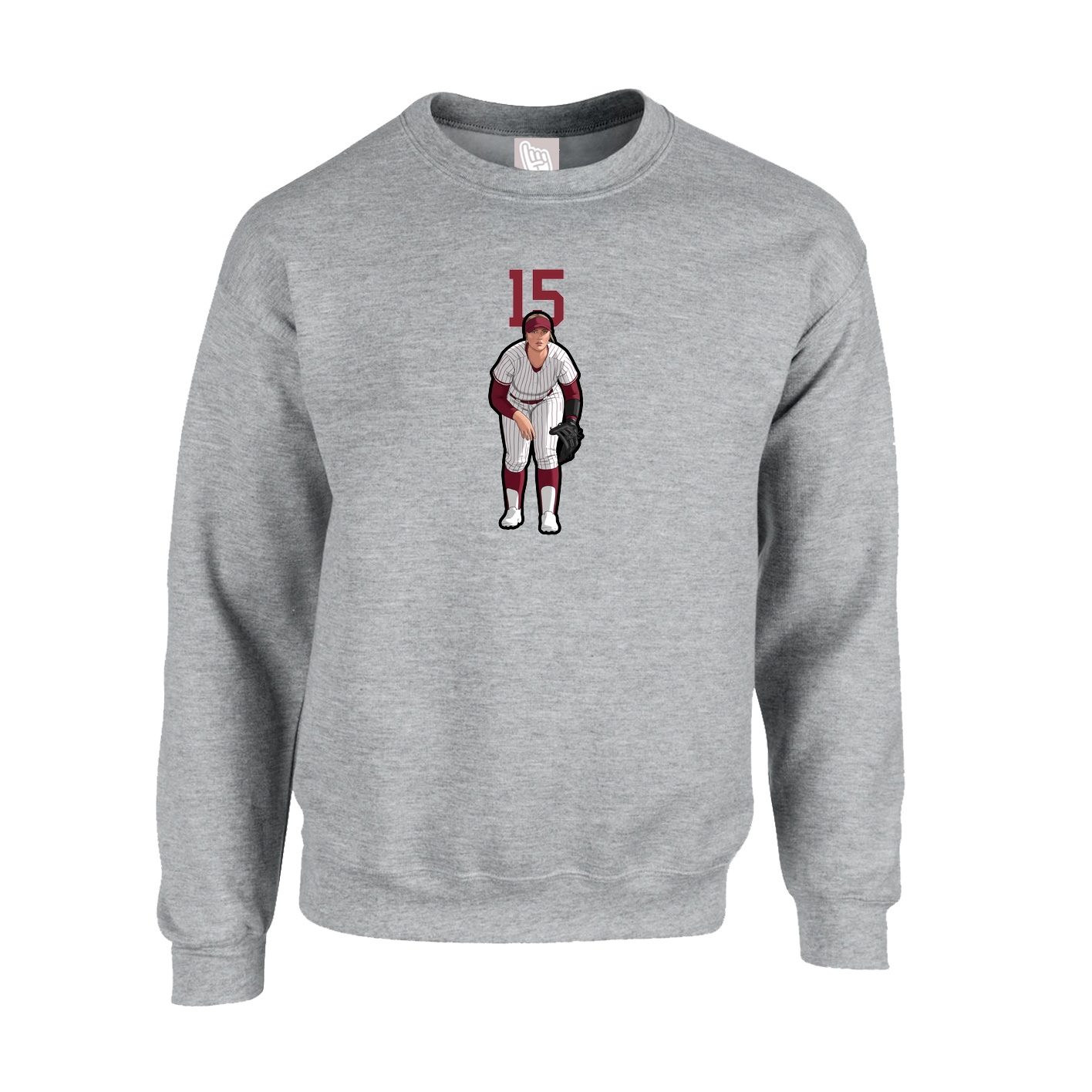 Fleece Crew — Number Top in Grey