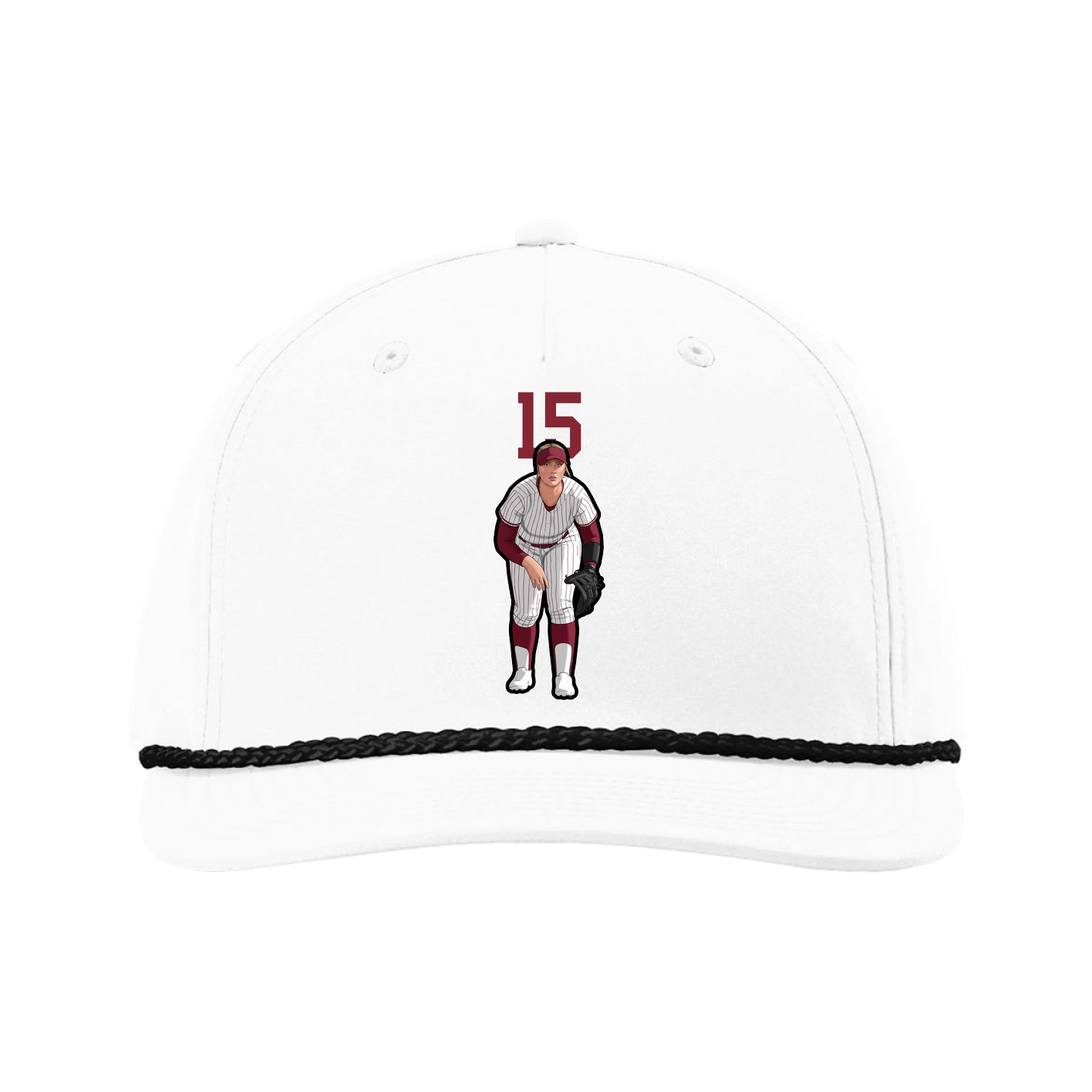 Five-Panel Classic Rope Cap — Number Top in White