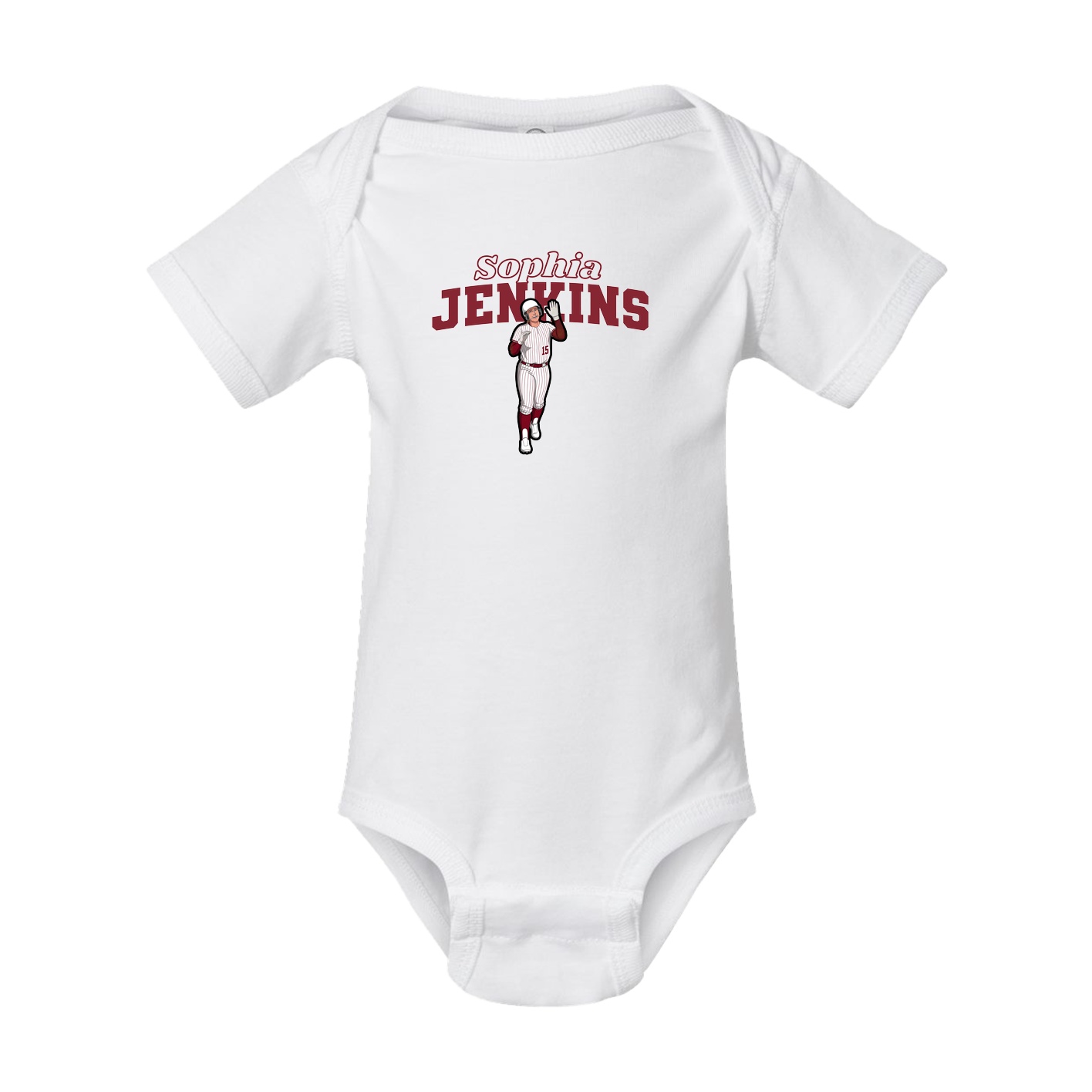 Baby Onesie — Name Arch in White