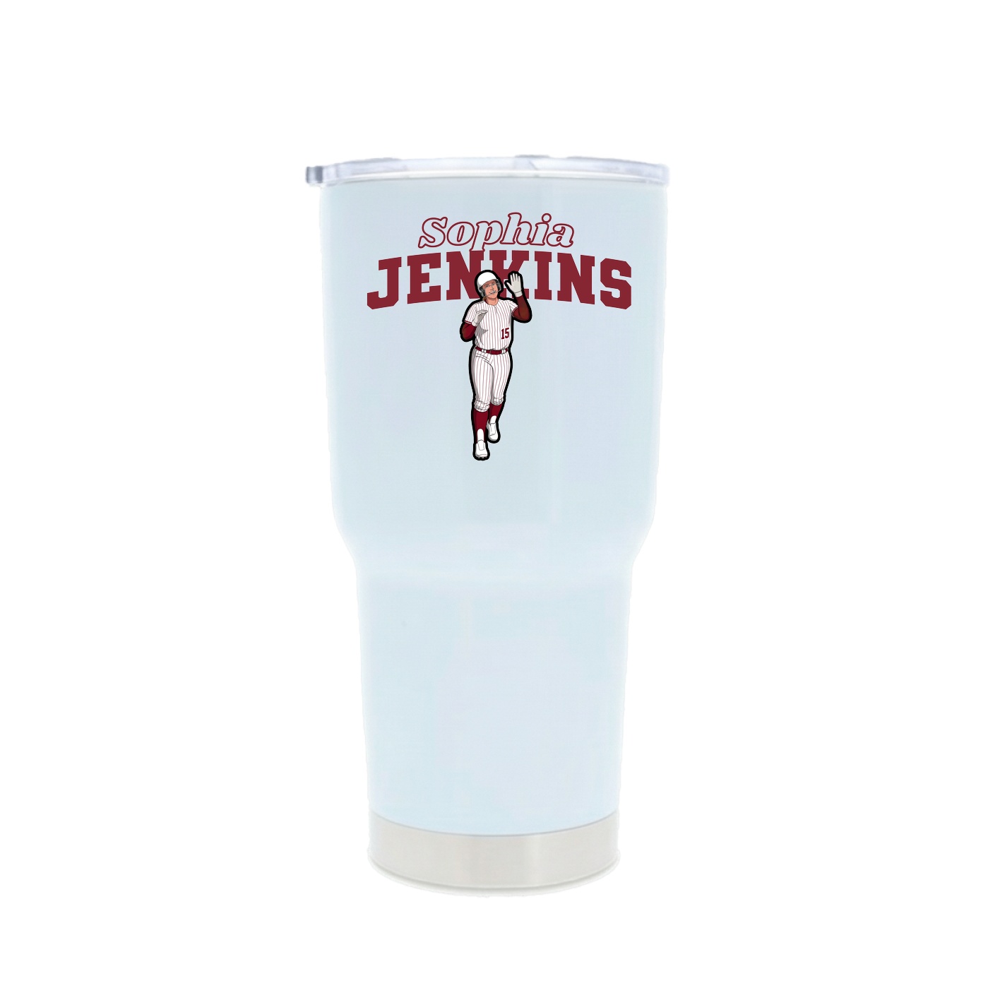 30oz Stainless Steel Tumbler — Name Arch in White