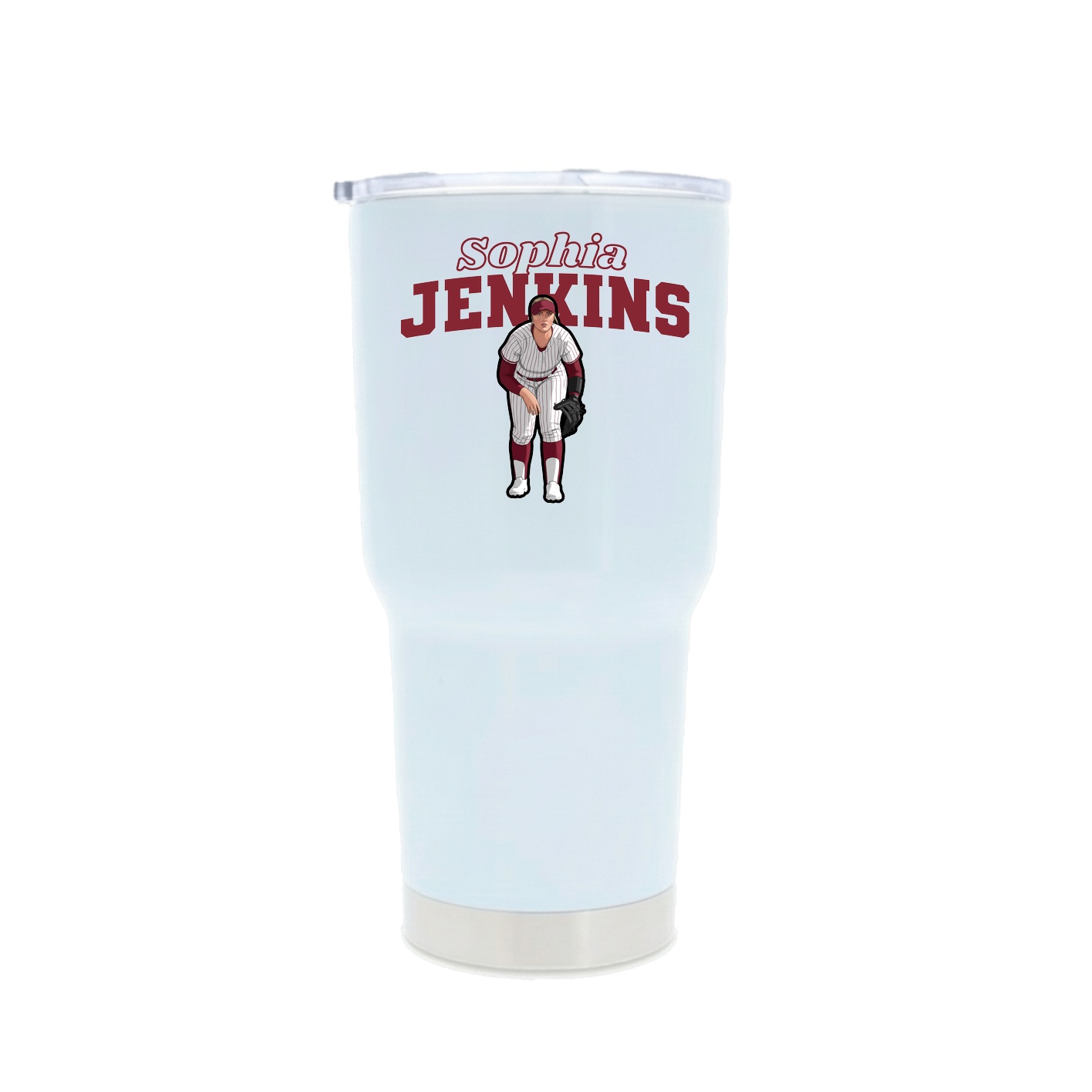 30oz Stainless Steel Tumbler — Name Arch in White