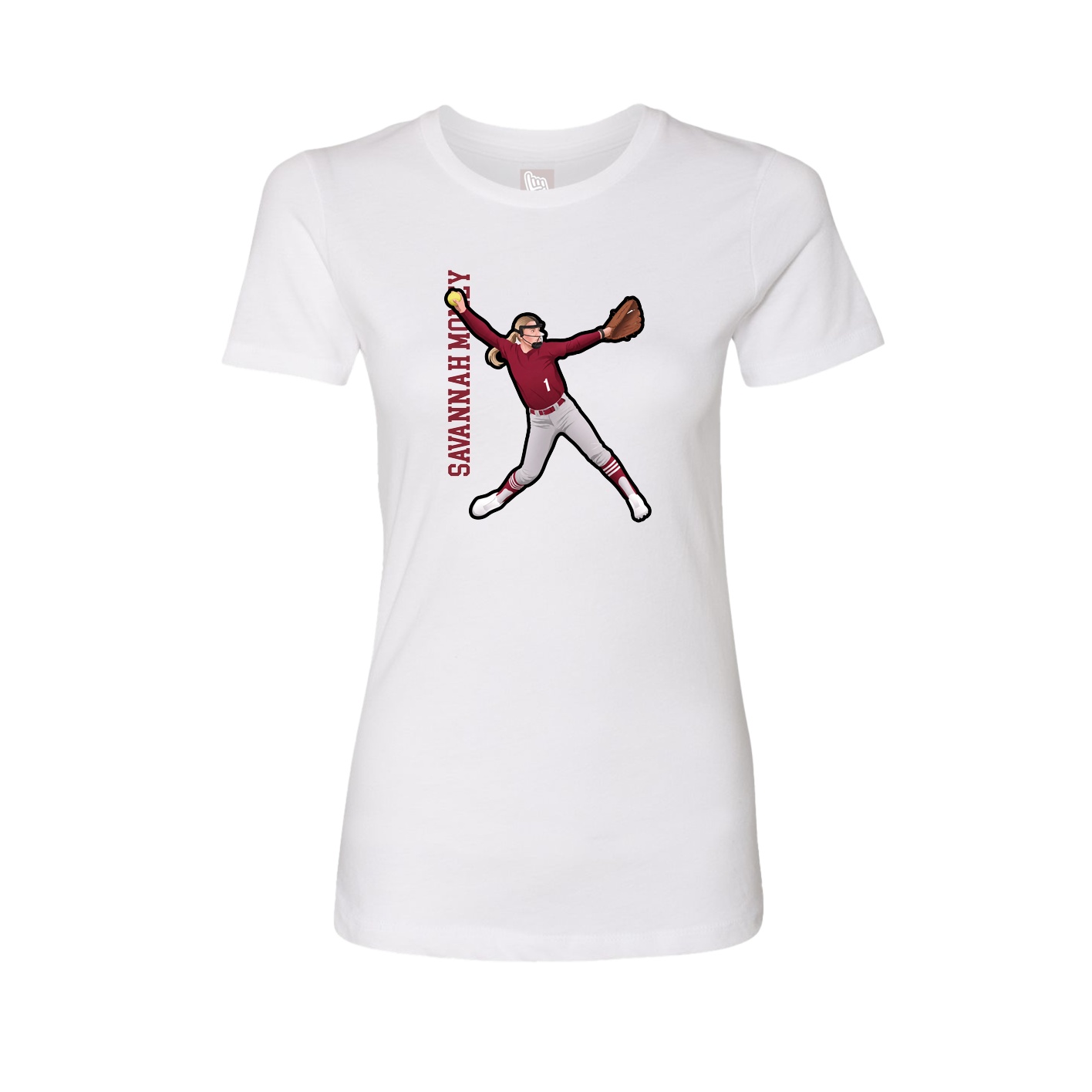 Fitted Women's Tee — Name Vertical in White