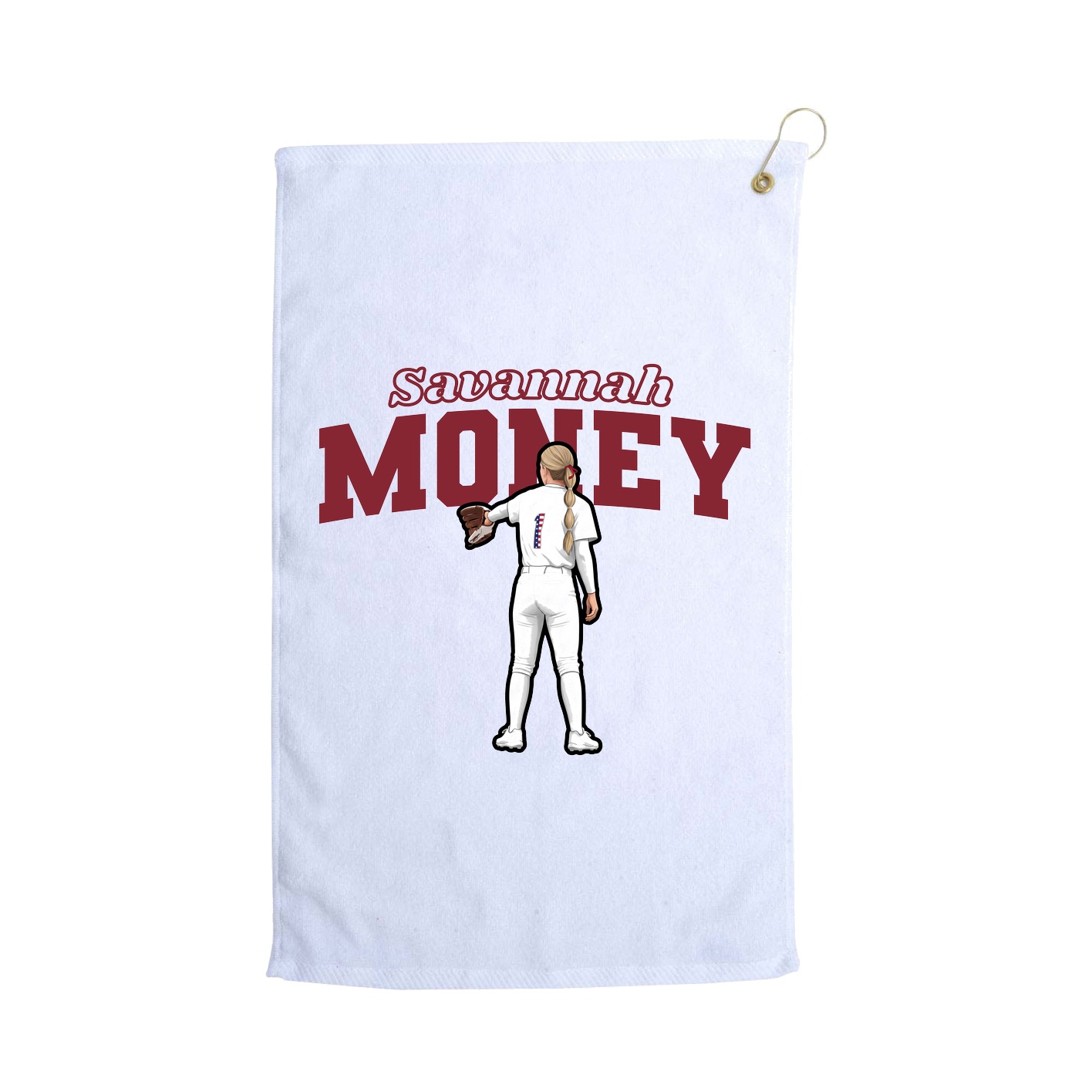 Golf Towel — Name Arch in White