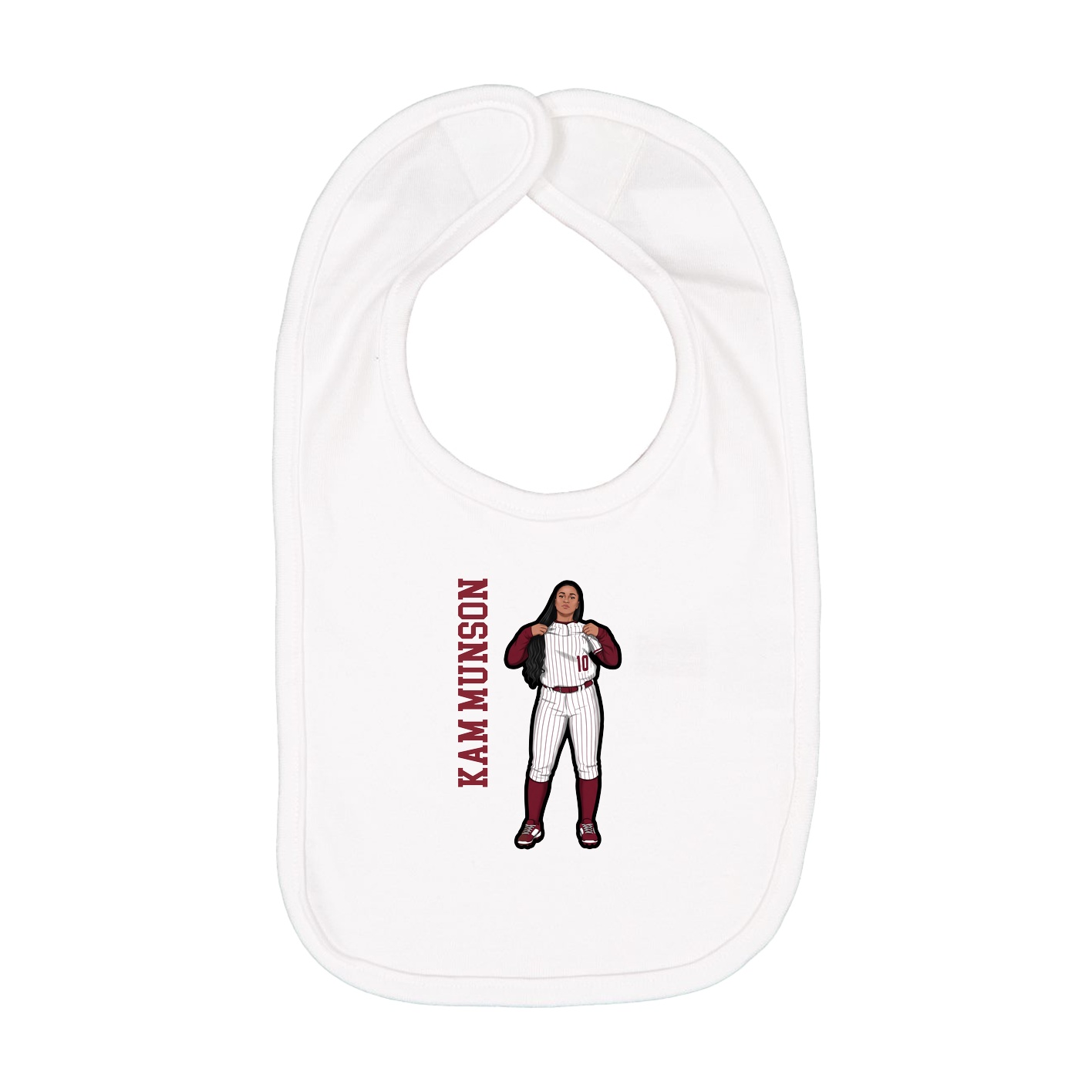 Infant Bib — Name Vertical in White