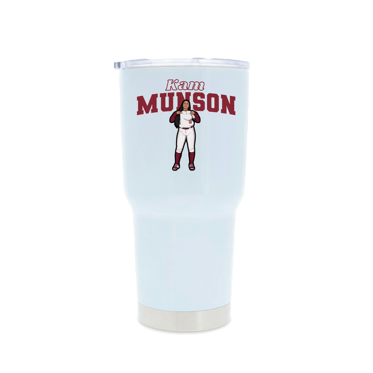 30oz Stainless Steel Tumbler — Name Arch in White