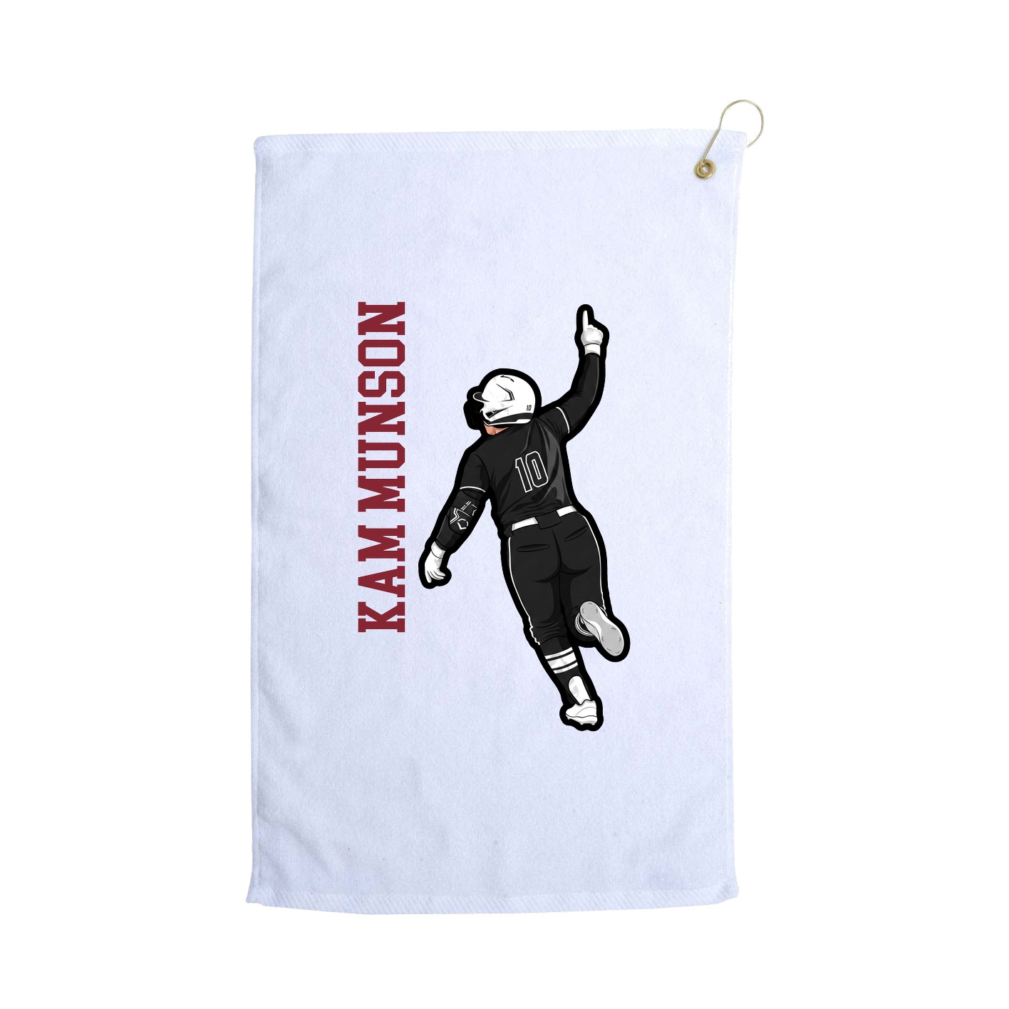 Golf Towel — Name Vertical in White