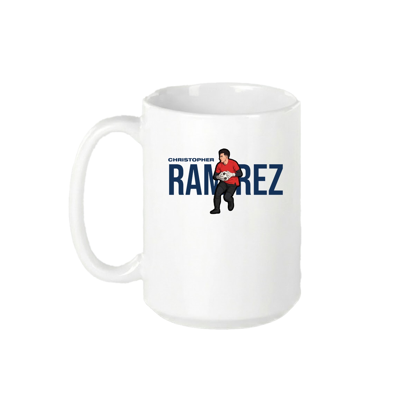 15oz Coffee Mug — Player Name in White