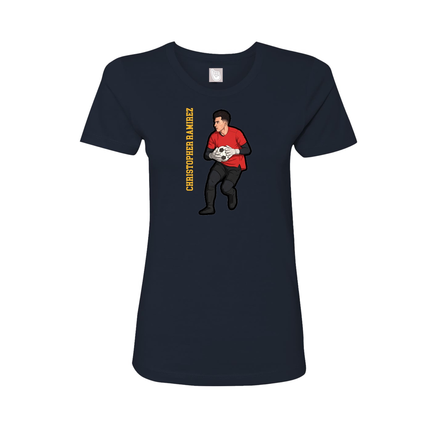 Fitted Women's Tee — Name Vertical in Navy