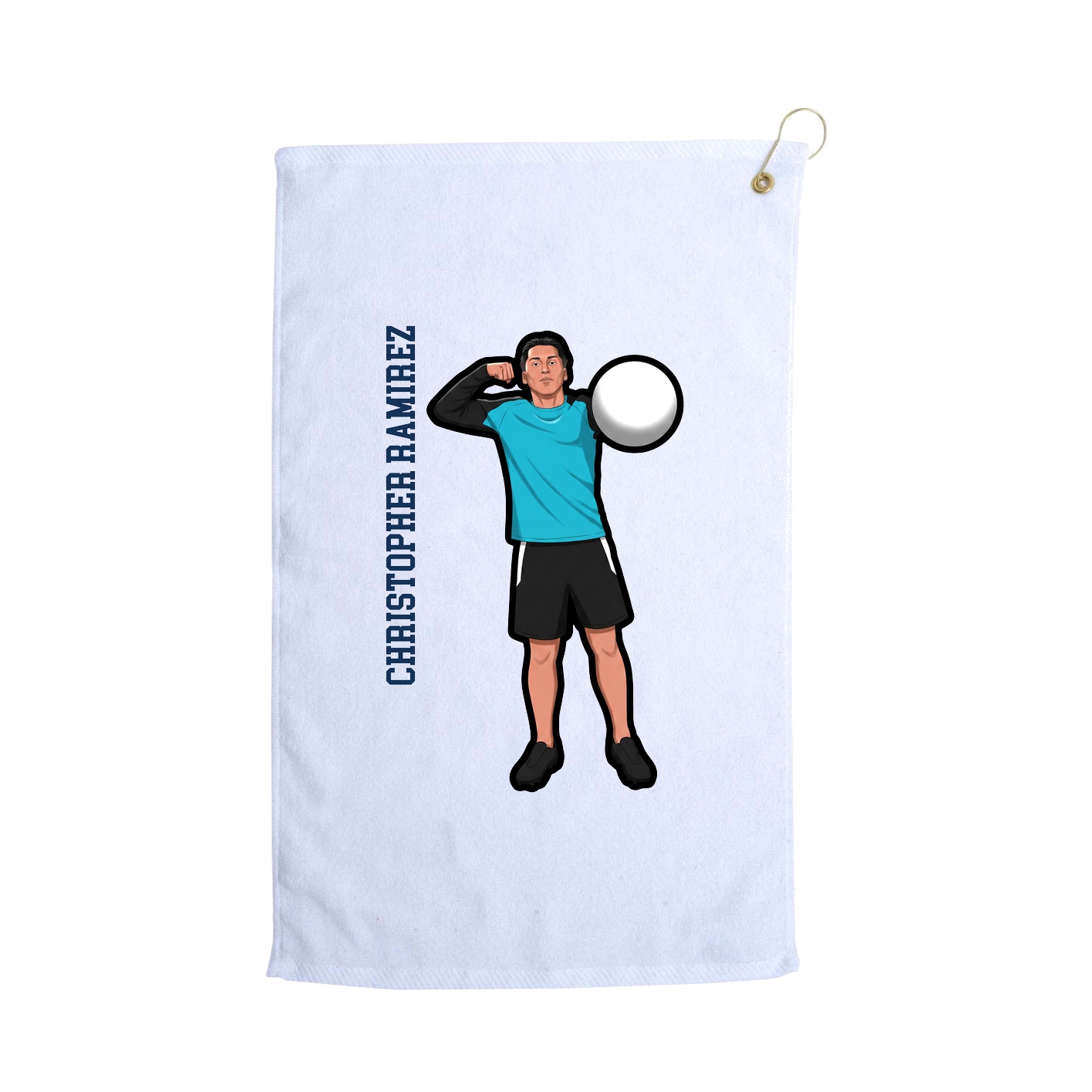 Golf Towel — Name Vertical in White
