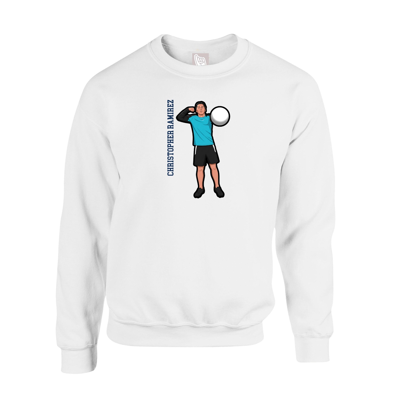Fleece Crew — Name Vertical in White