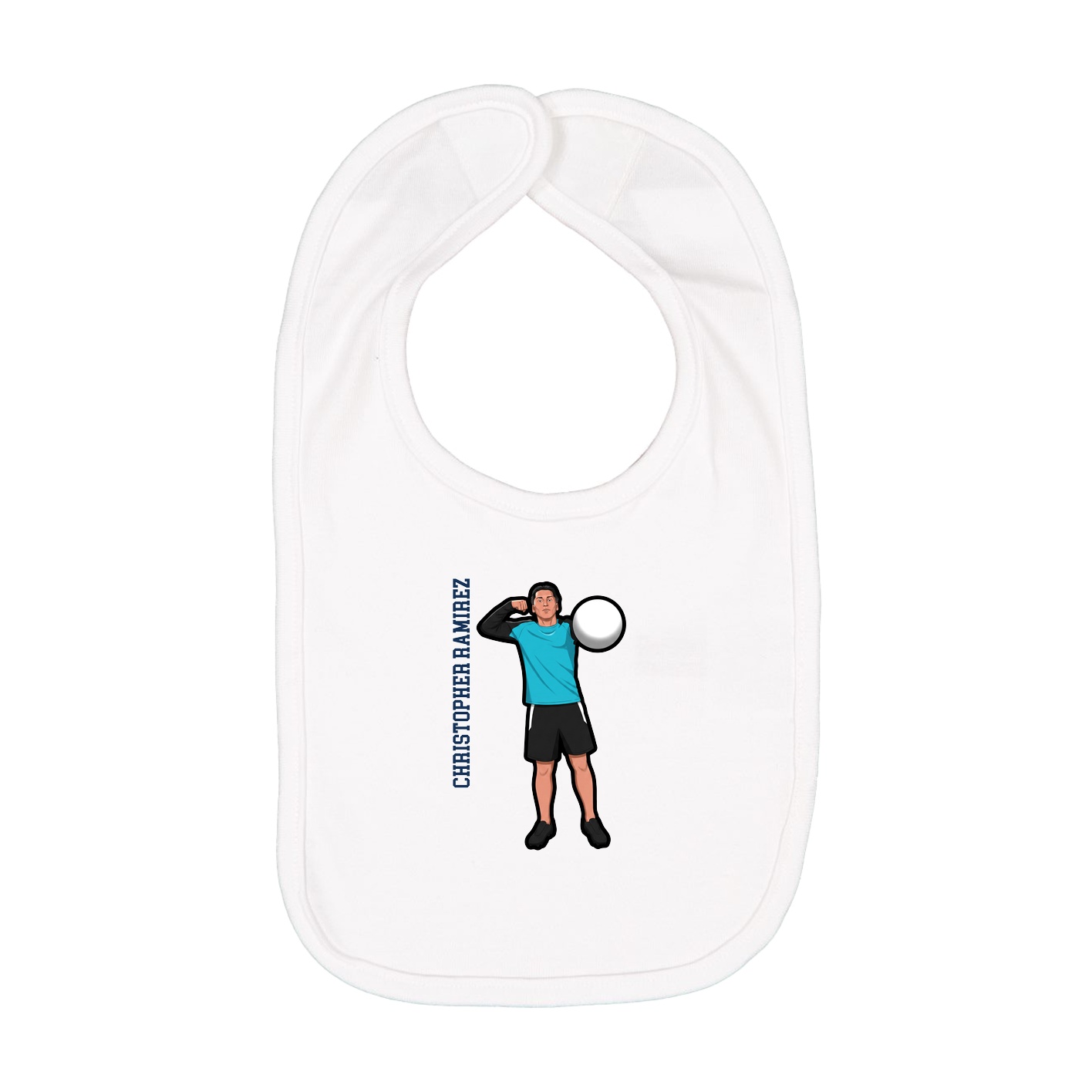 Infant Bib — Name Vertical in White