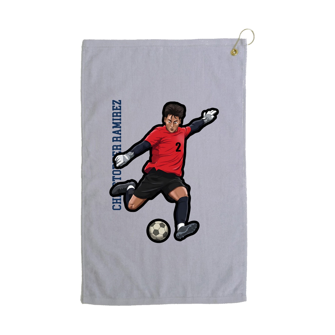 Golf Towel — Name Vertical in Grey