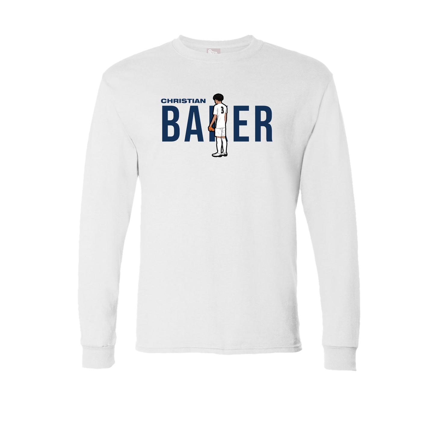 Long Sleeve Tee — Player Name in White