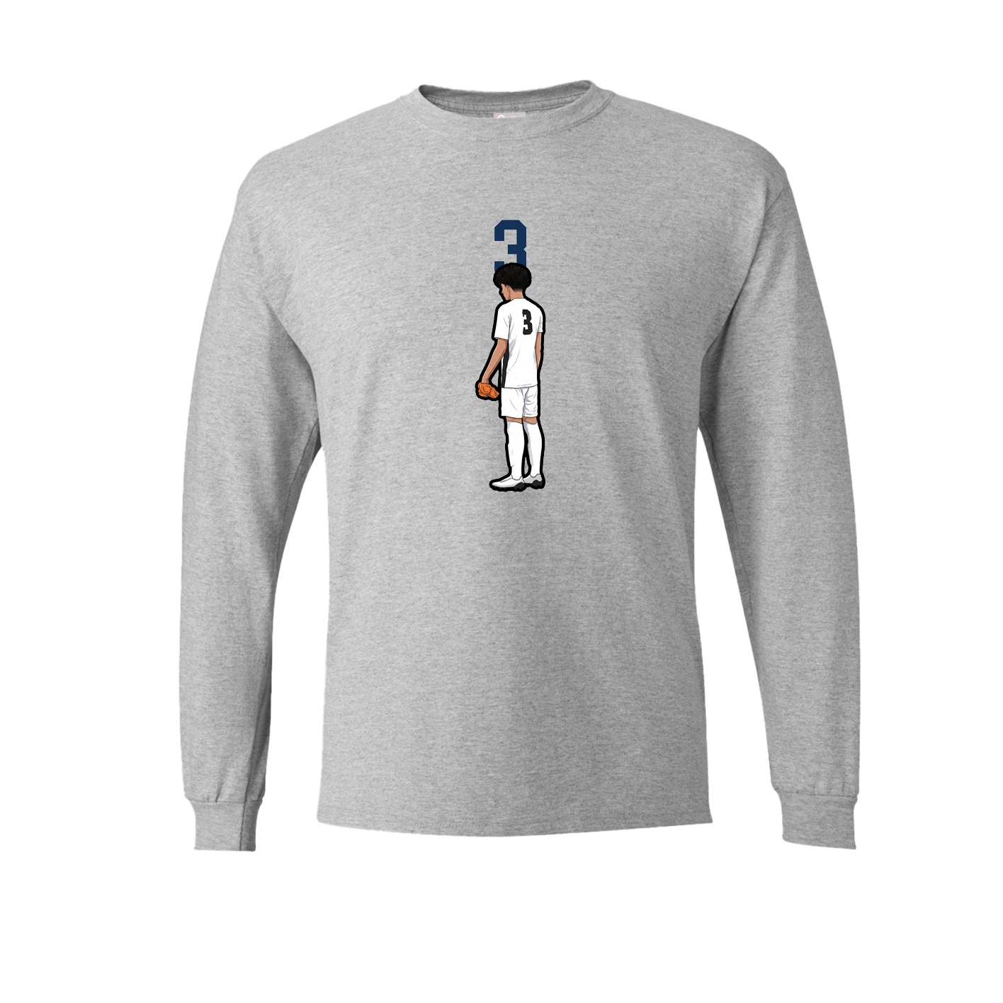 Long Sleeve Tee — Number Top in Grey