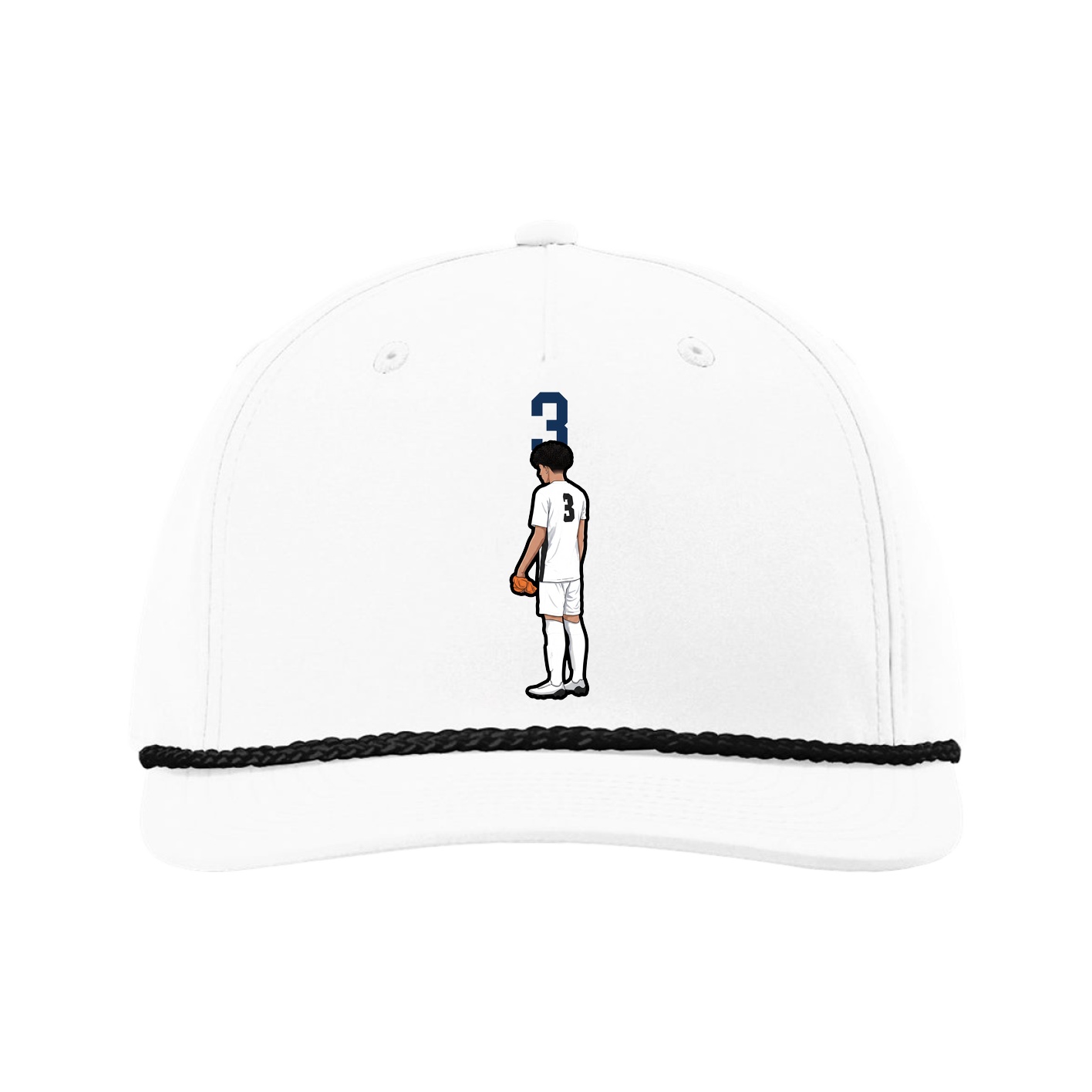 Five-Panel Classic Rope Cap — Number Top in White