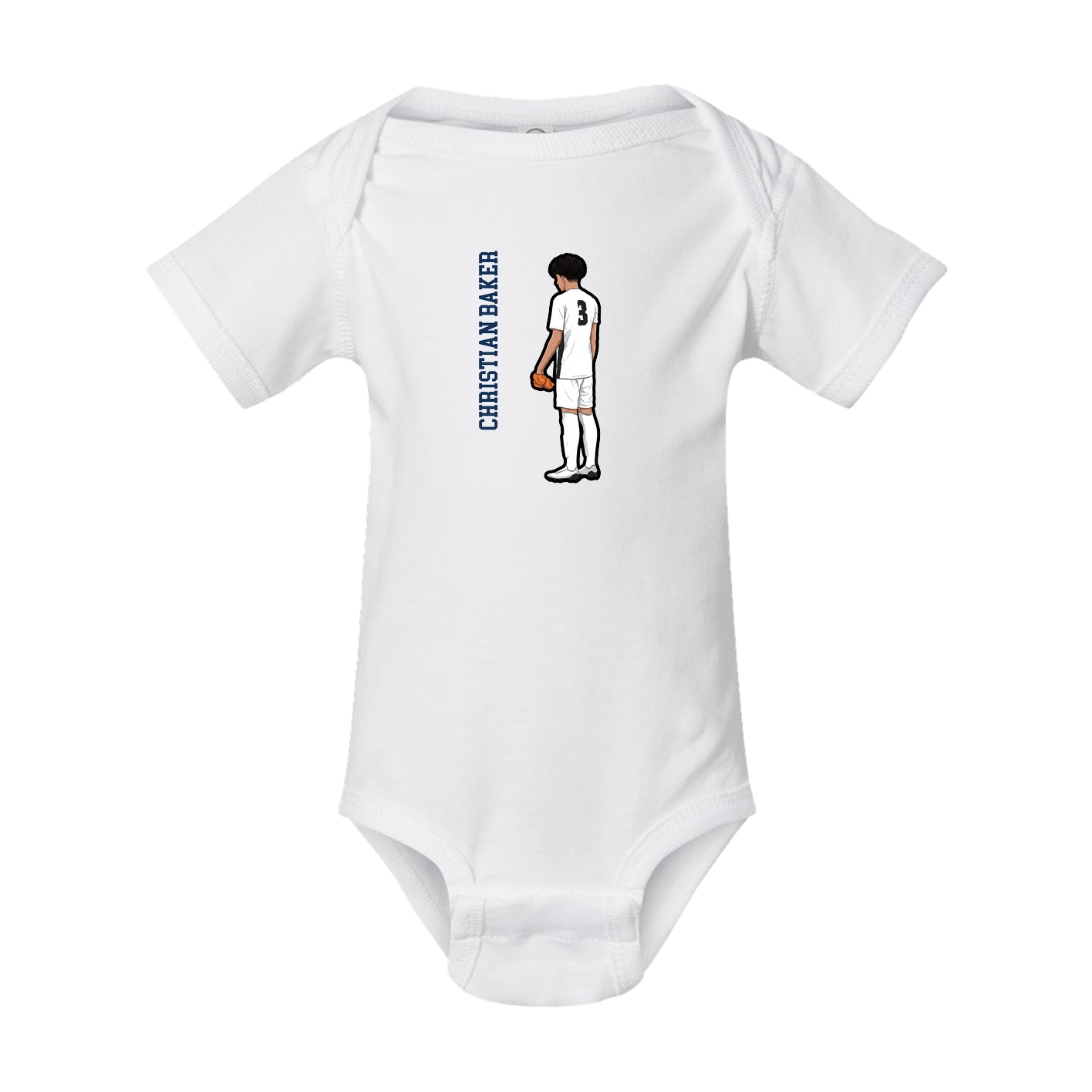 Baby Onesie — Name Vertical in White