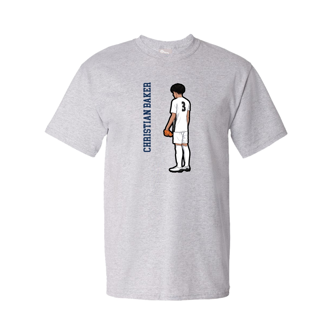 Youth Tee — Name Vertical in Grey