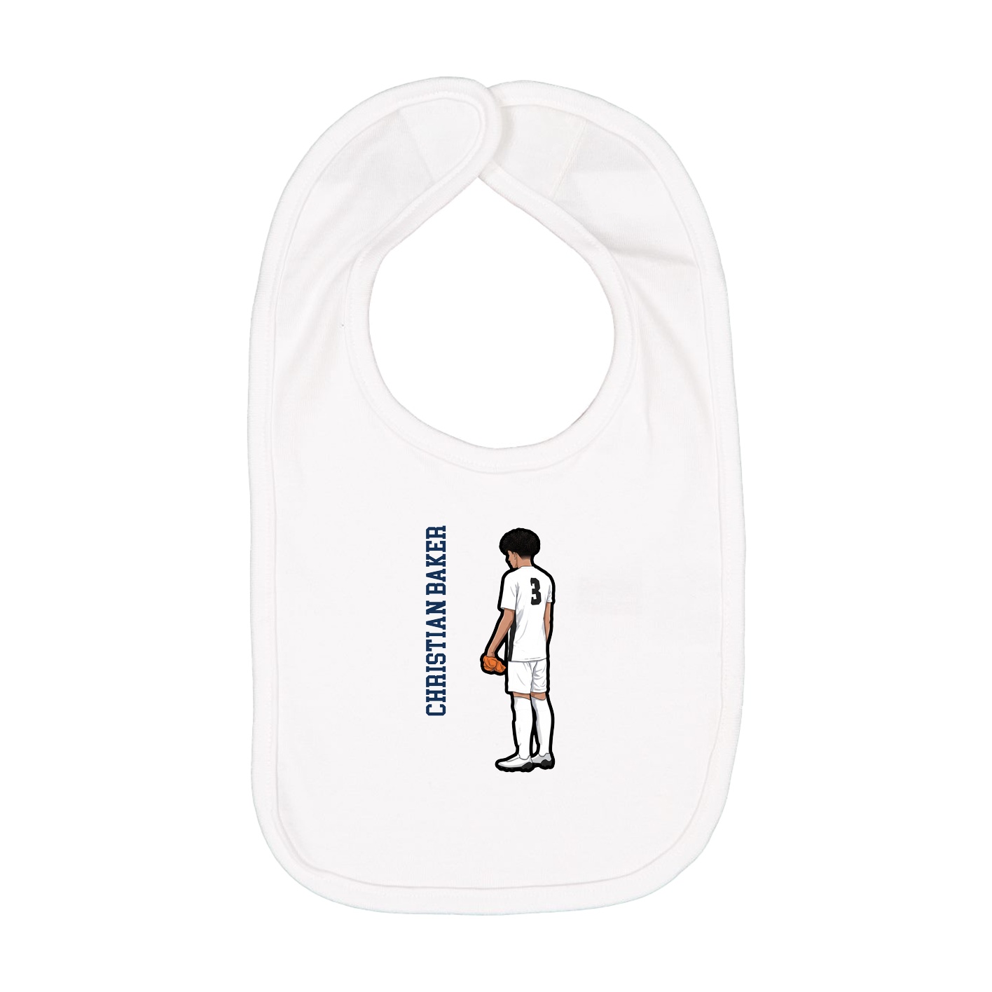 Infant Bib — Name Vertical in White