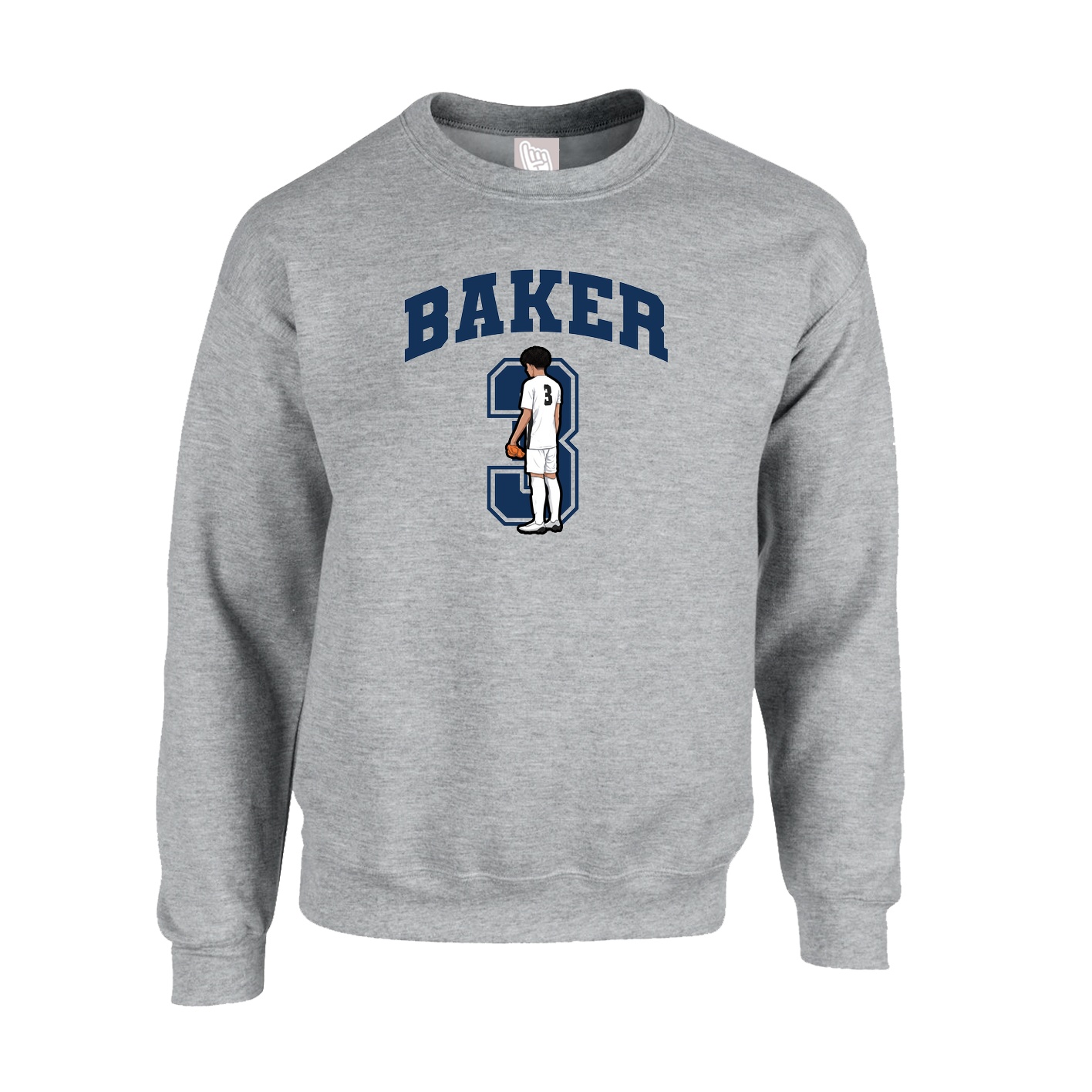 Fleece Crew — Number in Grey