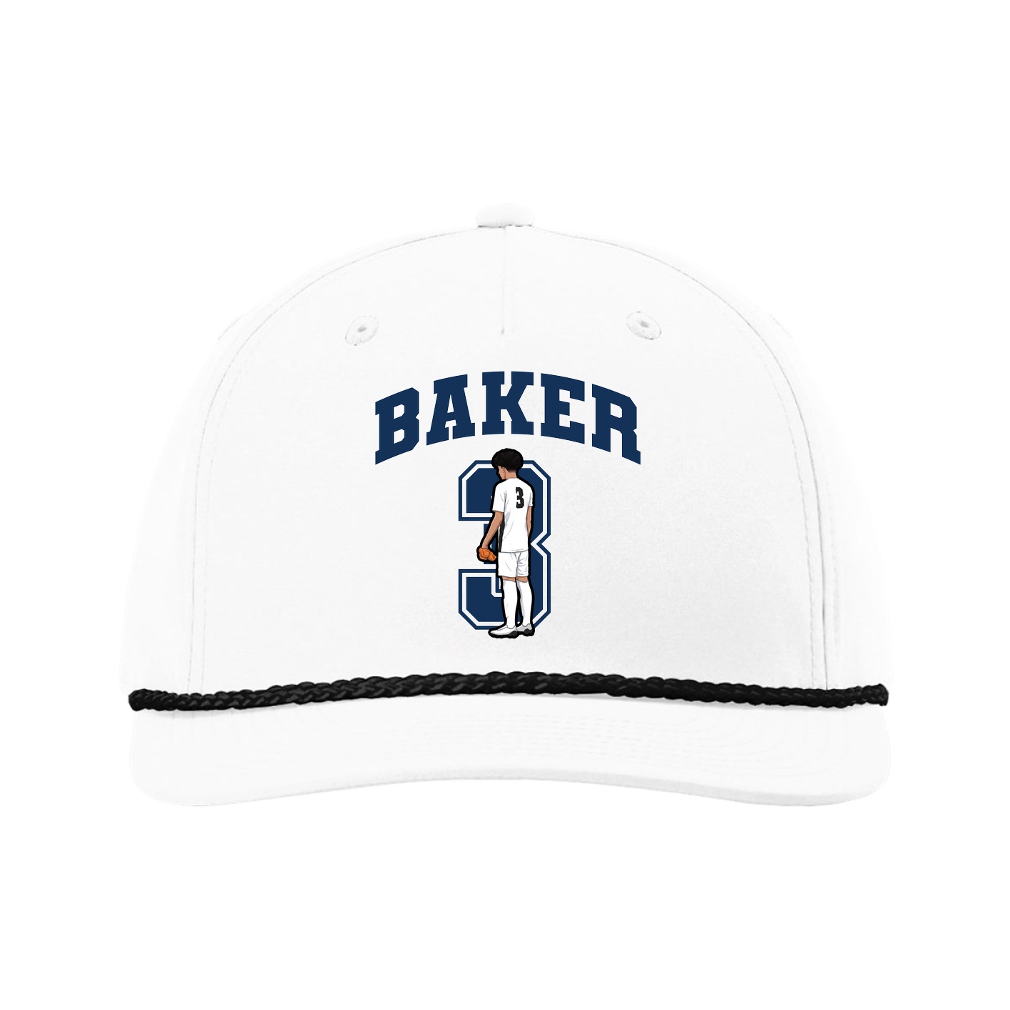 Five-Panel Classic Rope Cap — Number in White