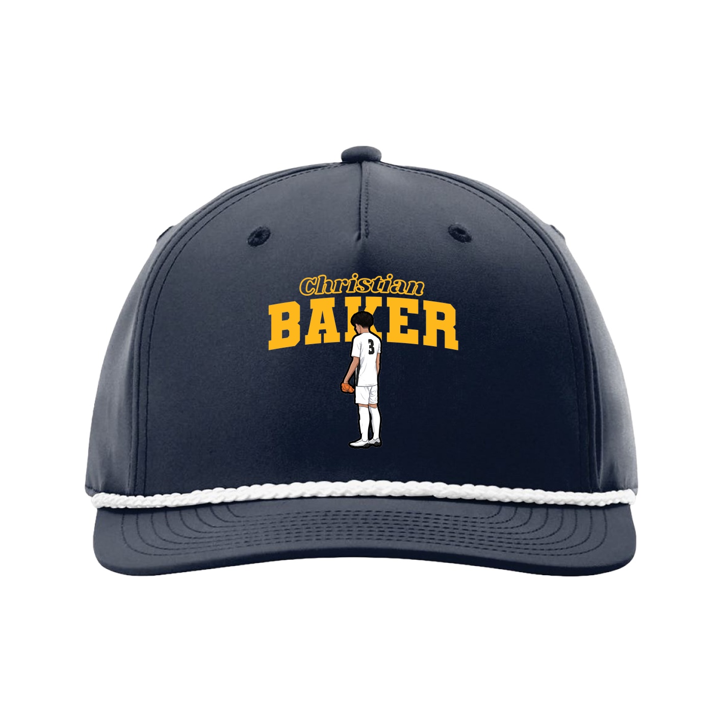 Five-Panel Classic Rope Cap — Name Arch in Navy