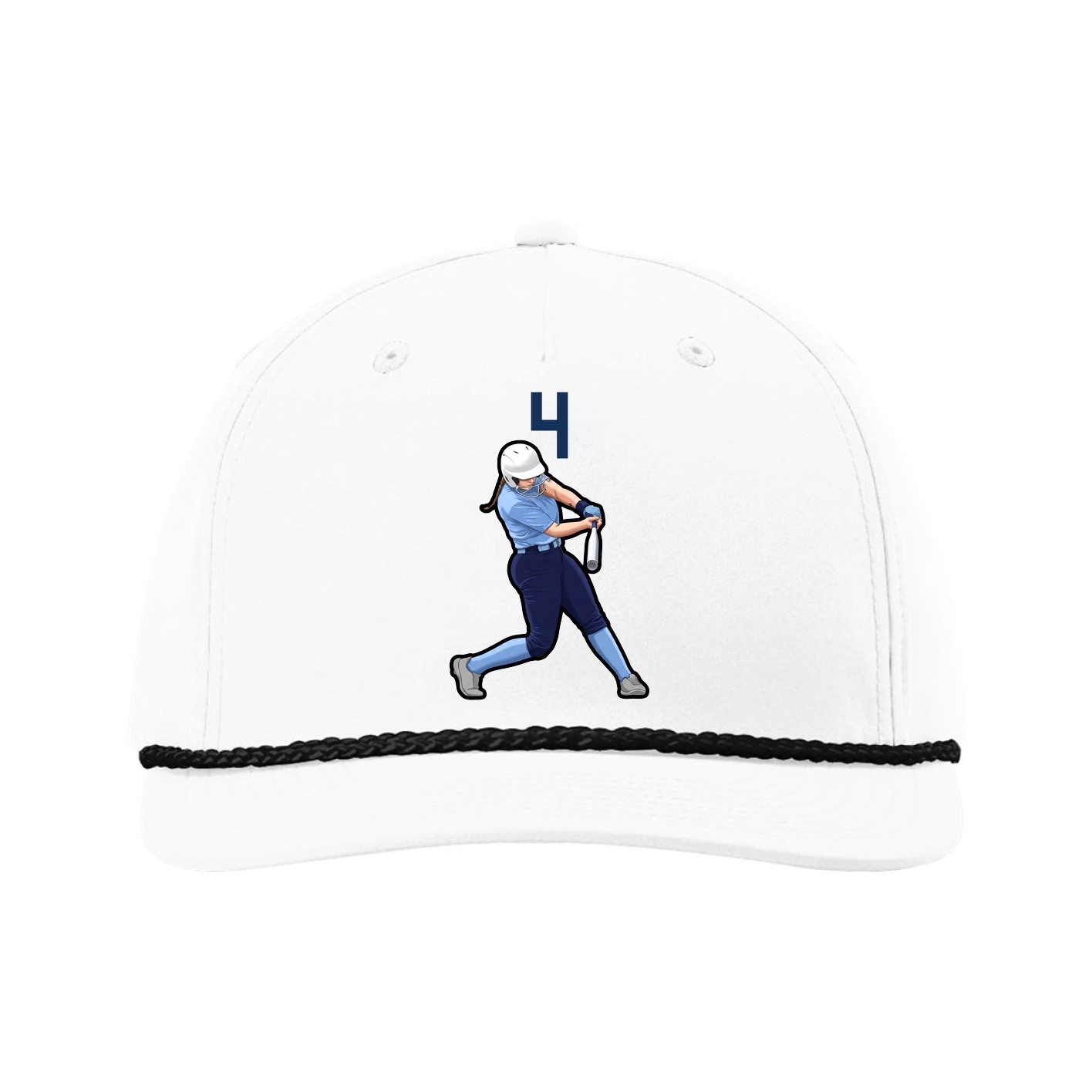 Five-Panel Classic Rope Cap — Number Top in White