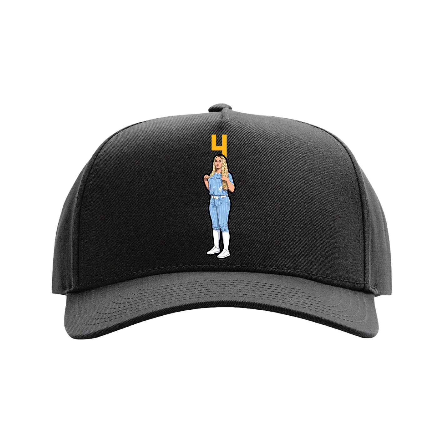 Full Fabric Five-Panel Champ Cap — Number Top in Black