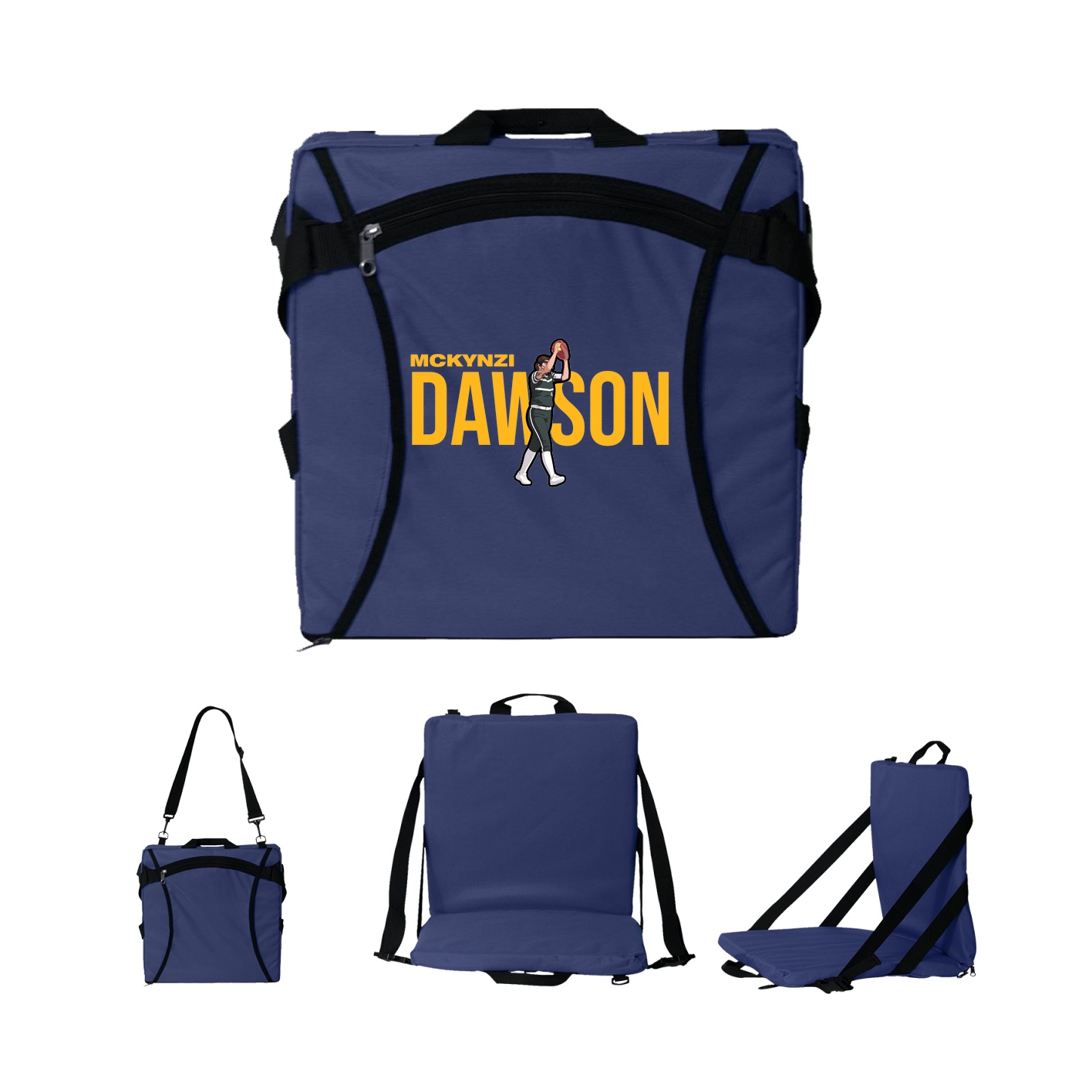 Folding Stadium Seat — Player Name in Navy
