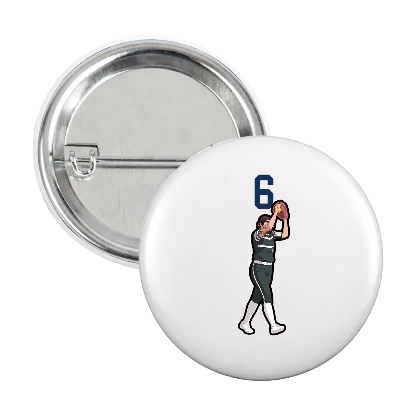 Game Day Button — Number Top in White