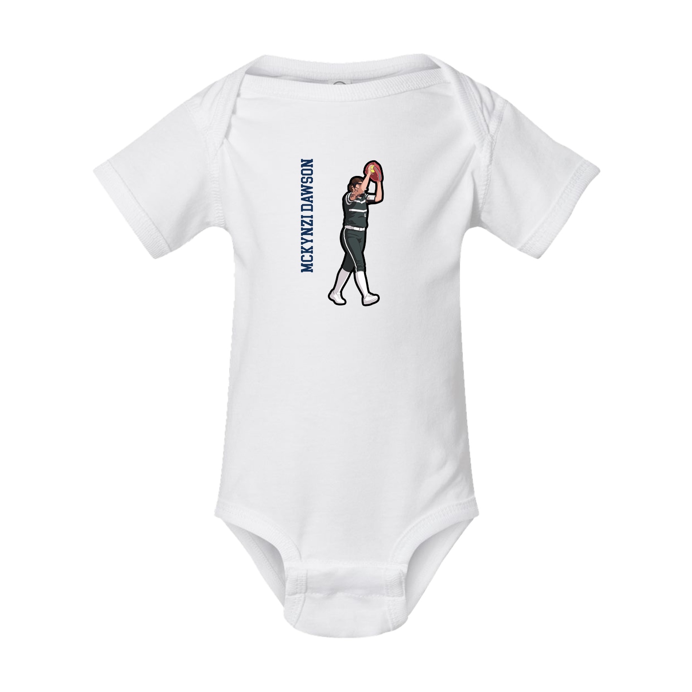 Baby Onesie — Name Vertical in White