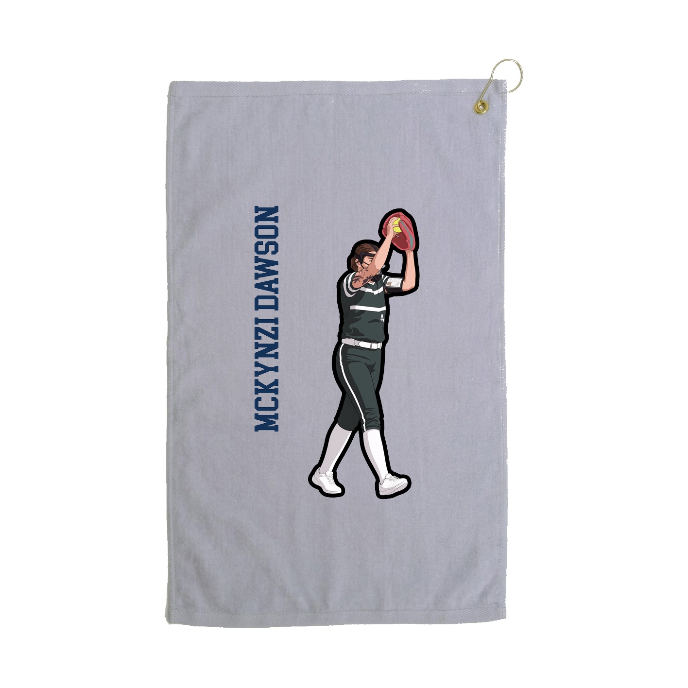 Golf Towel — Name Vertical in Grey