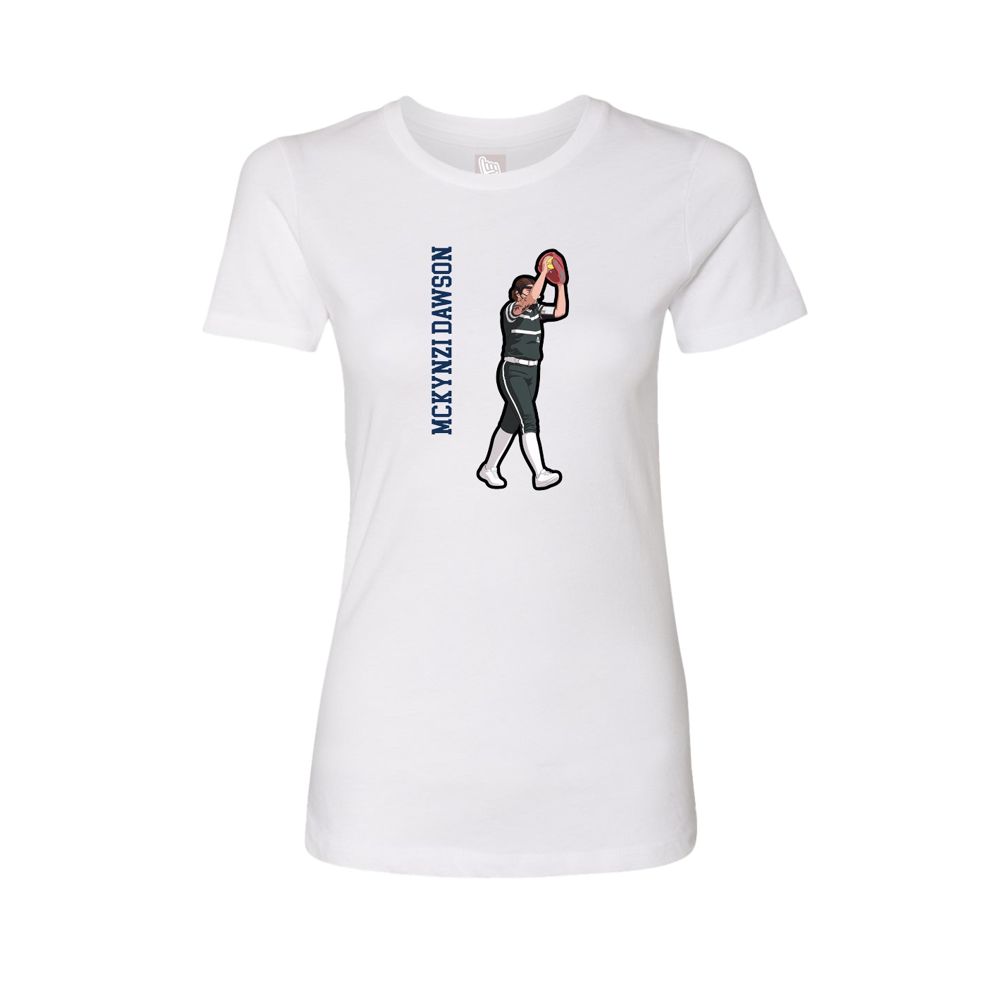 Fitted Women's Tee — Name Vertical in White