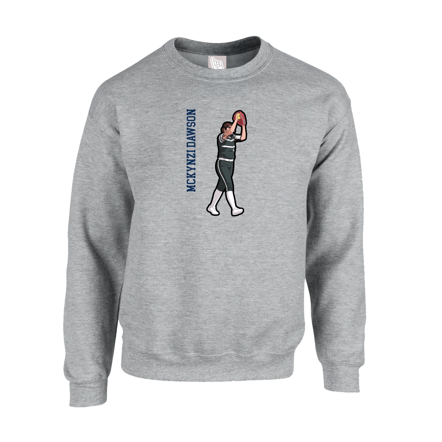 Fleece Crew — Name Vertical in Grey