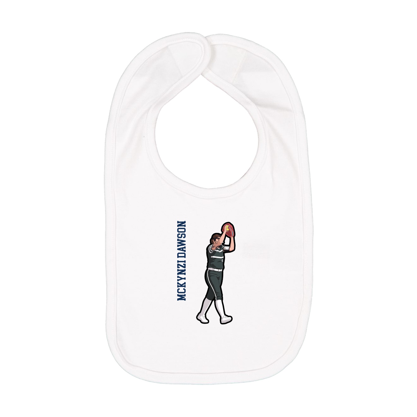 Infant Bib — Name Vertical in White
