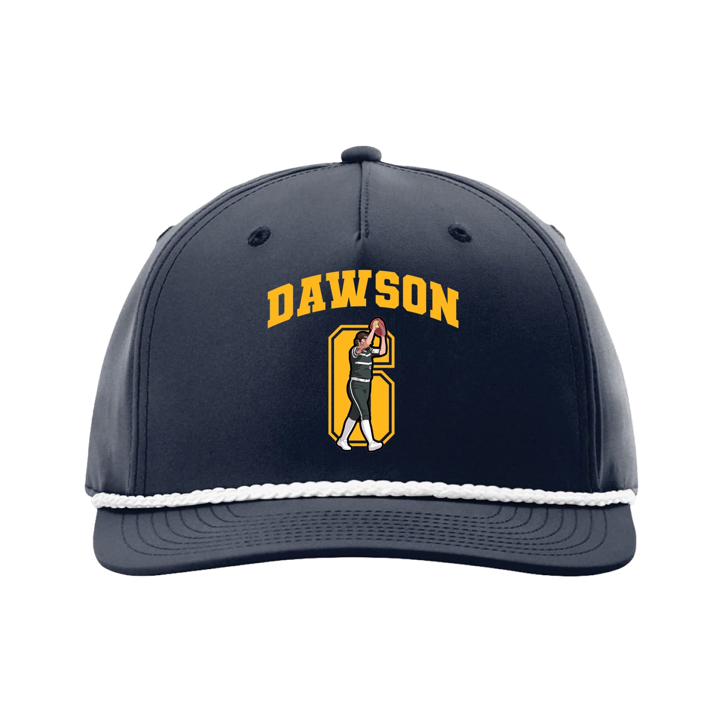 Five-Panel Classic Rope Cap — Number in Navy