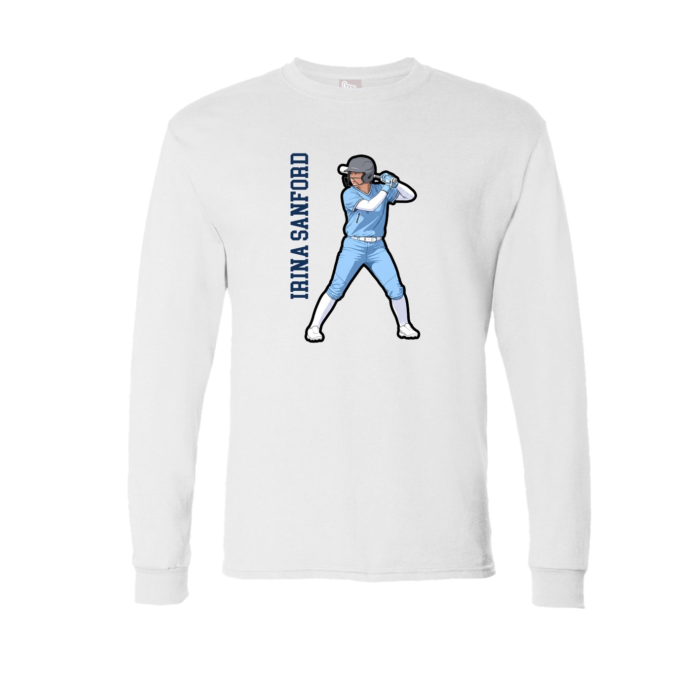 Long Sleeve Tee — Name Vertical in White