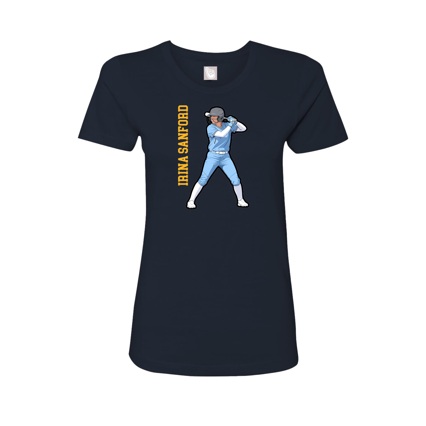 Womens Tee — Name Vertical in Navy