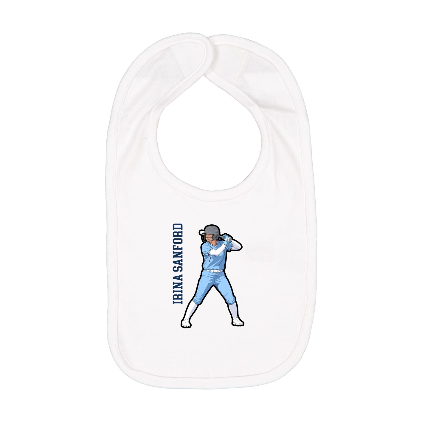 Infant Bib — Name Vertical in White